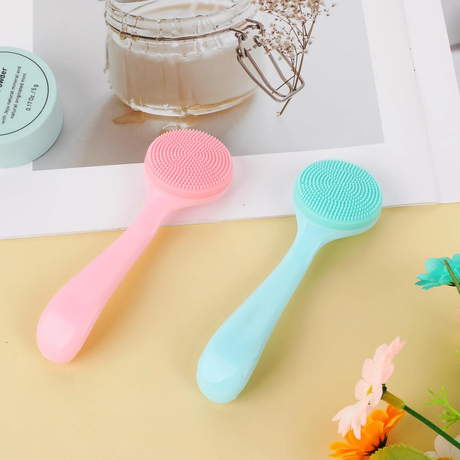 Paquete De 2 Cepillos Limpieza Facial Manual Silicona Limpiador Exfoliante Para Todo Tipo Piel