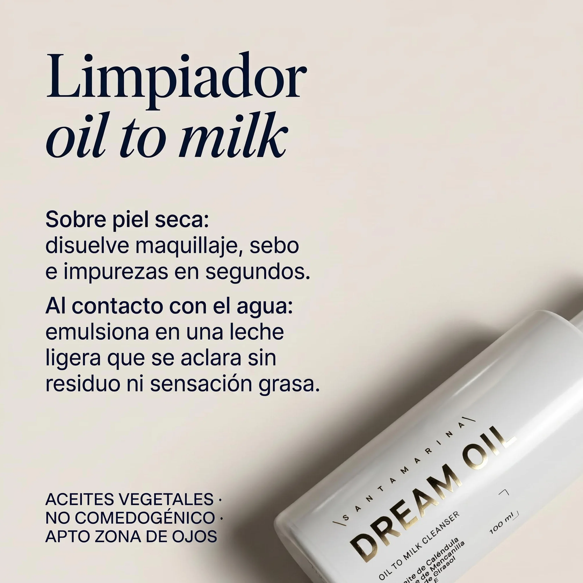 Santamarina Cosmetics DREAM OIL Aceite Limpiador Facial Desmaquillante Natural 100 ml Oil to Milk Caléndula Manzanilla Girasol