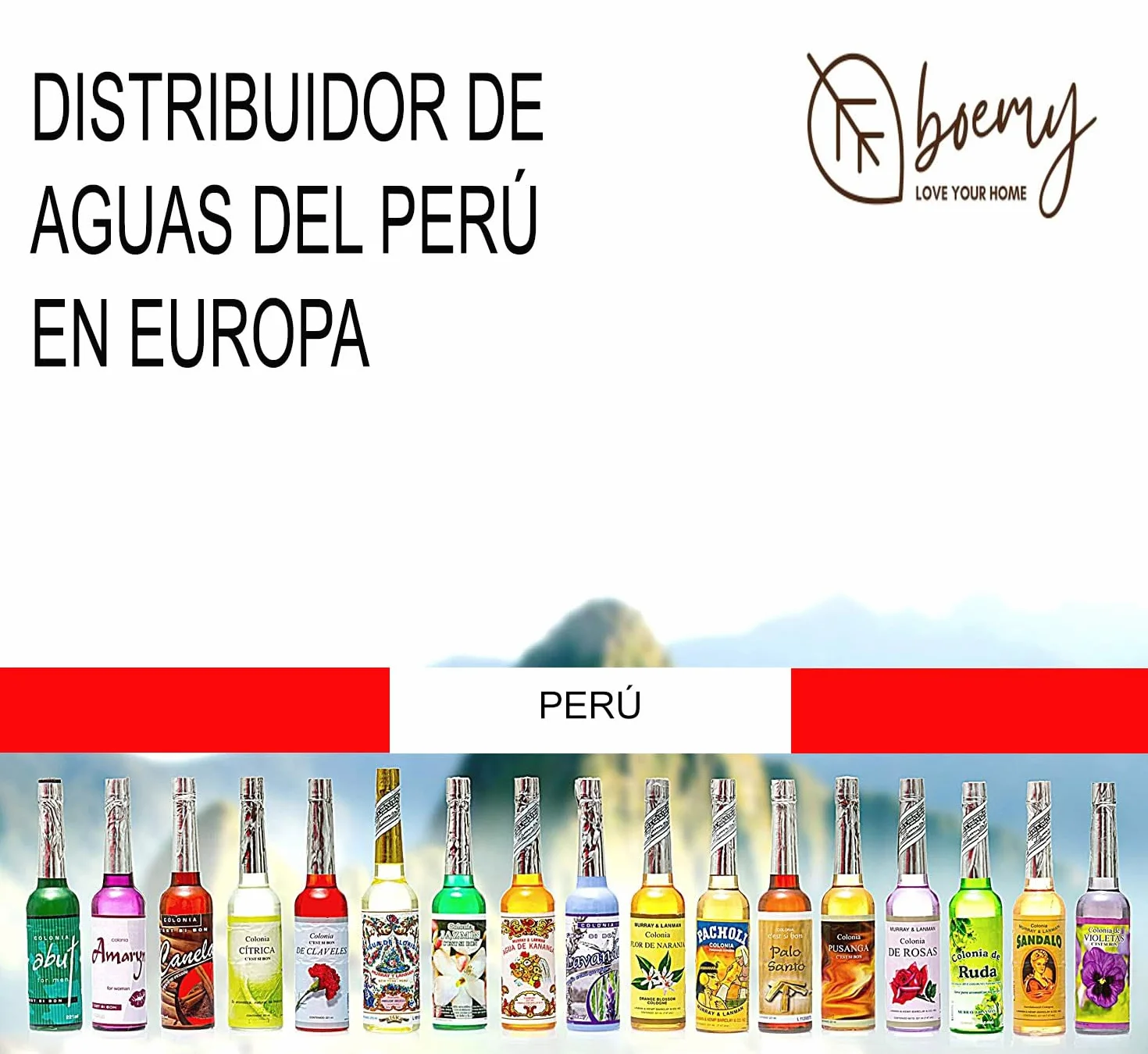 BOEMY Florida Agua de Perú Original Set 2 Botellas 270 ml + Dosificador Spray