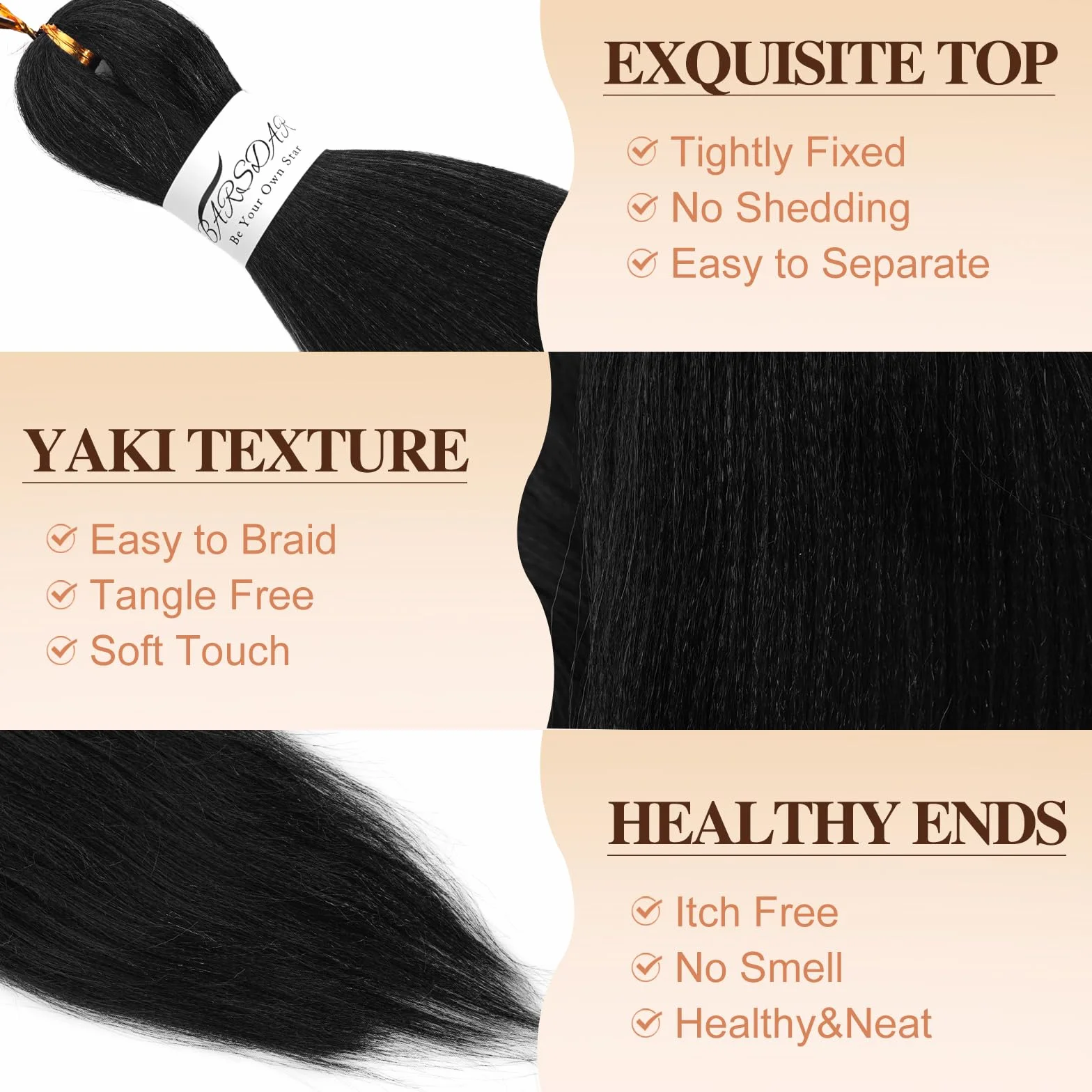 Pre-Stretched Braiding Hair 66cm 8 Packs Jet Negro Largo Braiding Hair Trenzas Africanas Yaki Texture 1B#