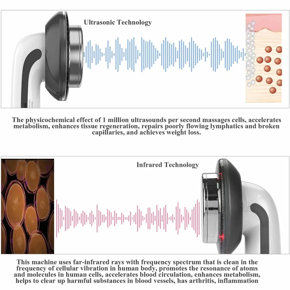 Masajeador facial y corporal EMS ultrasonido 3 en 1, Máquina de belleza para bajar de peso