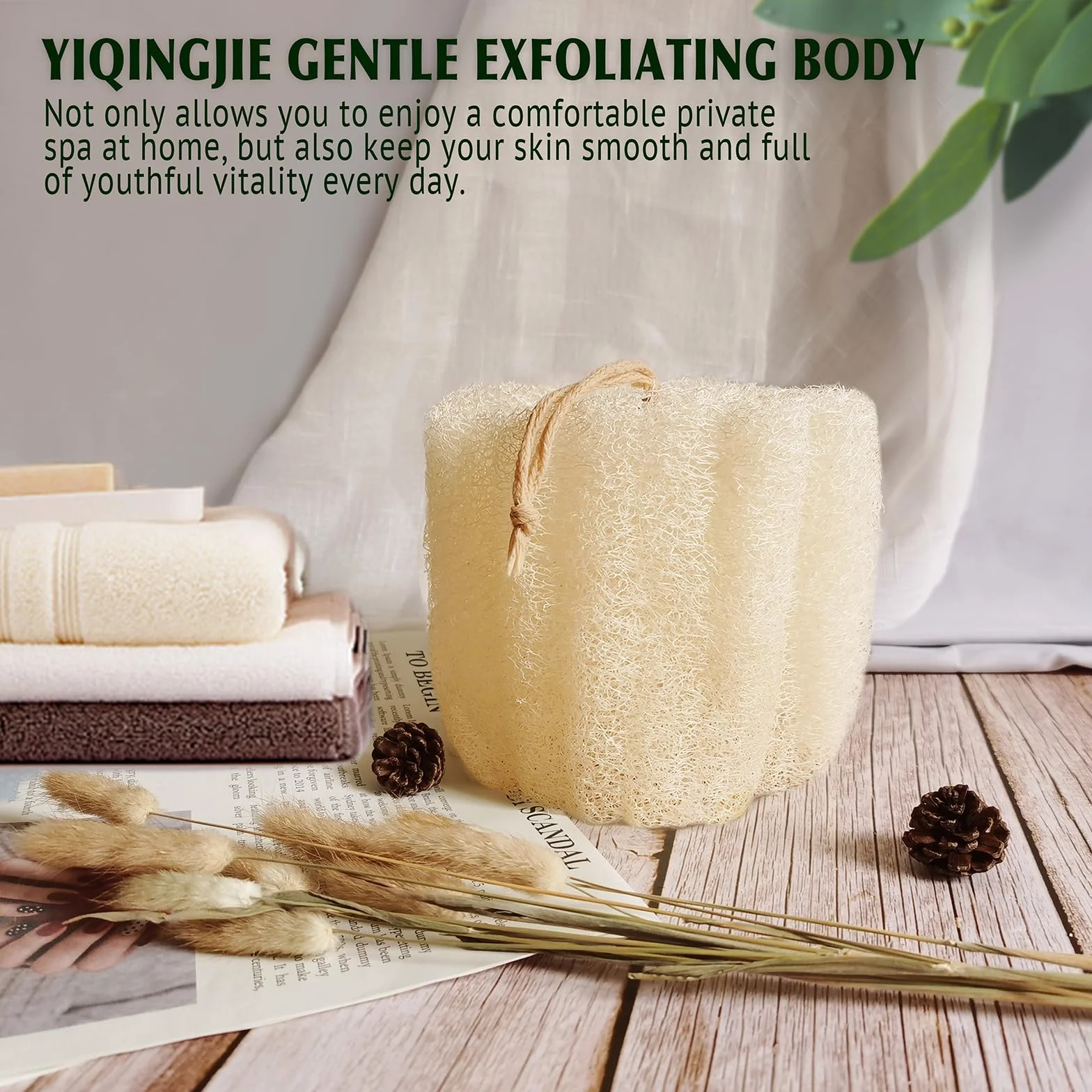 Esponja de lufa natural para baño, exfoliante corporal suave, 5.5 in, paquete de 2