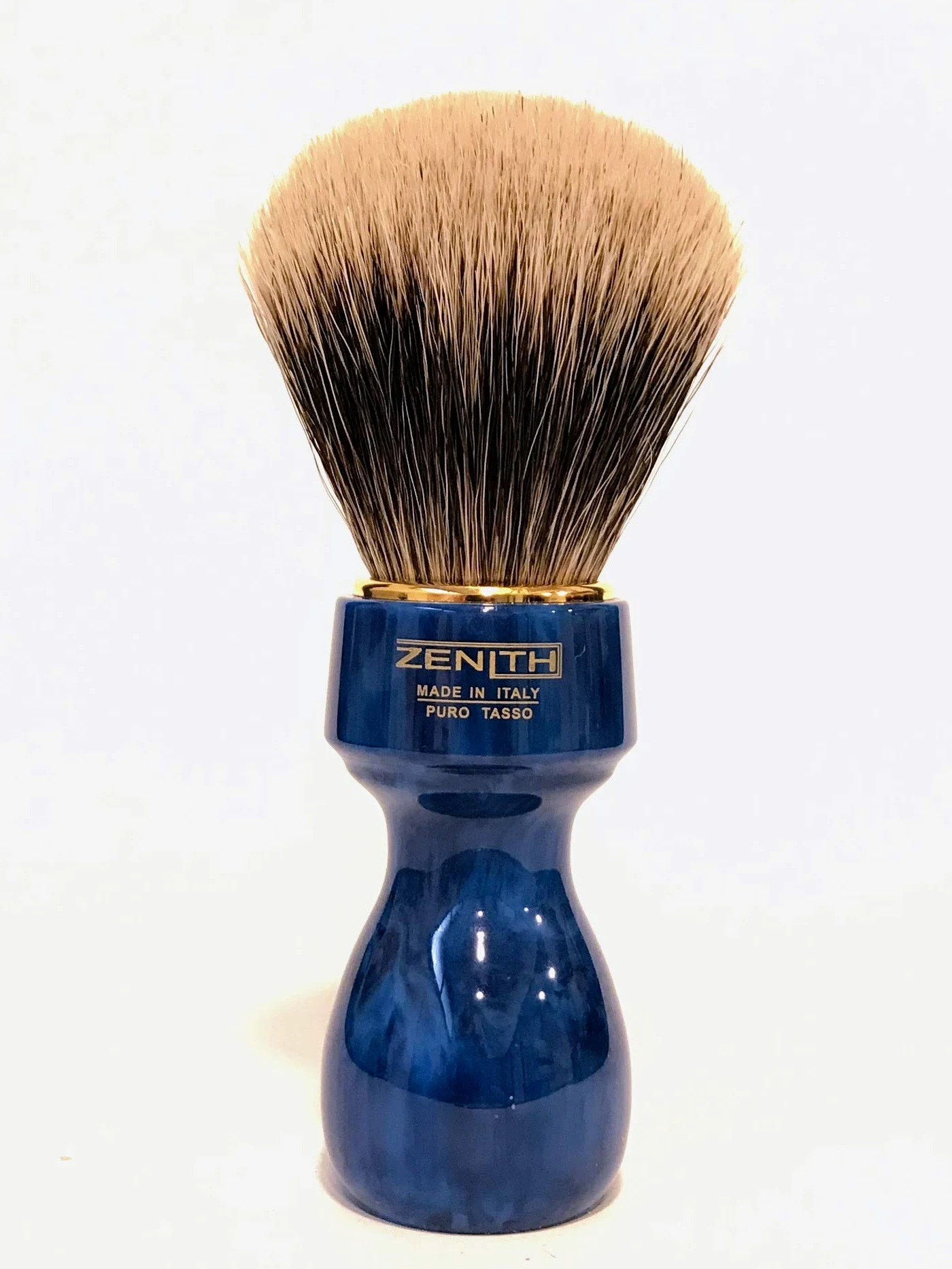 Zenith Barber - Brocha de afeitar con pelo de tejón 100% auténtico, fabricado en Italia