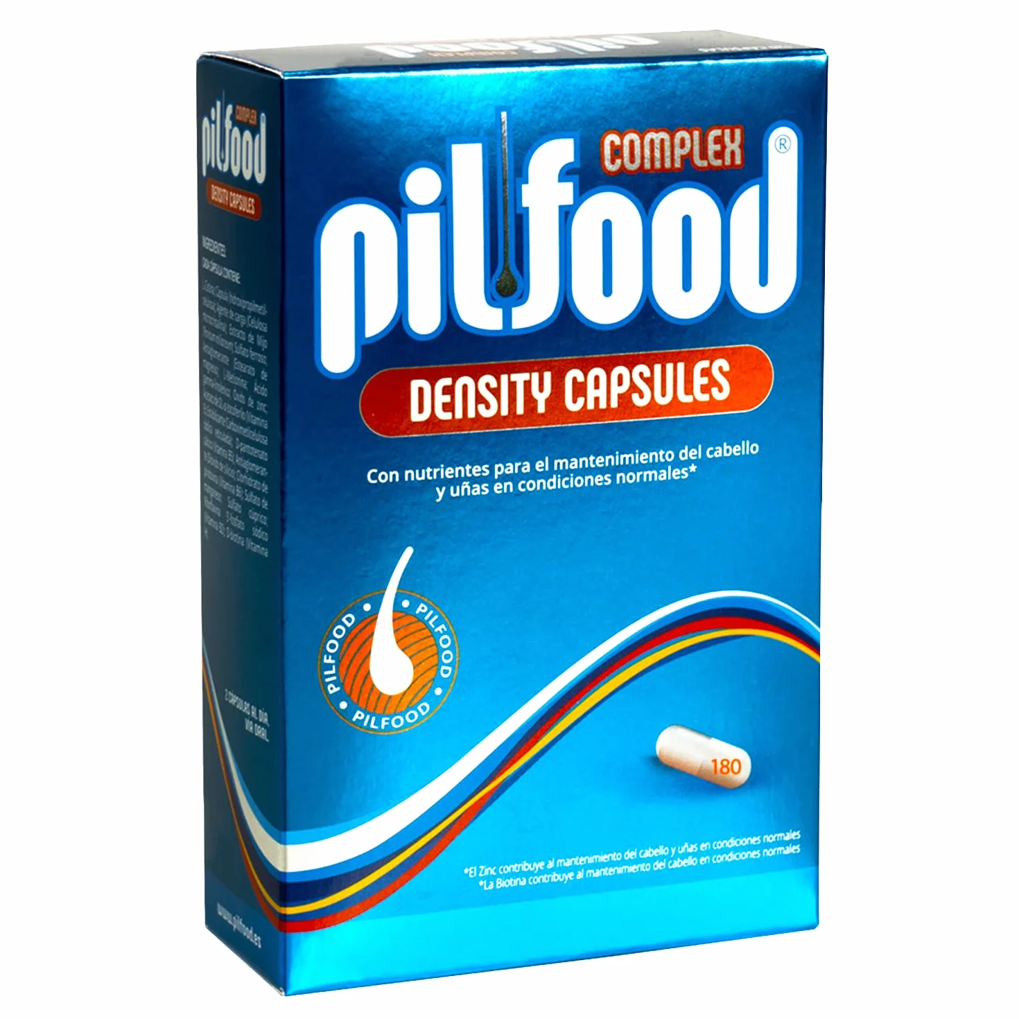 Pilfood Density Vitaminas para el Cabello - Tratamiento Anticaída con Biotina, Zinc y Vitaminas Esenciales (180 Cápsulas)