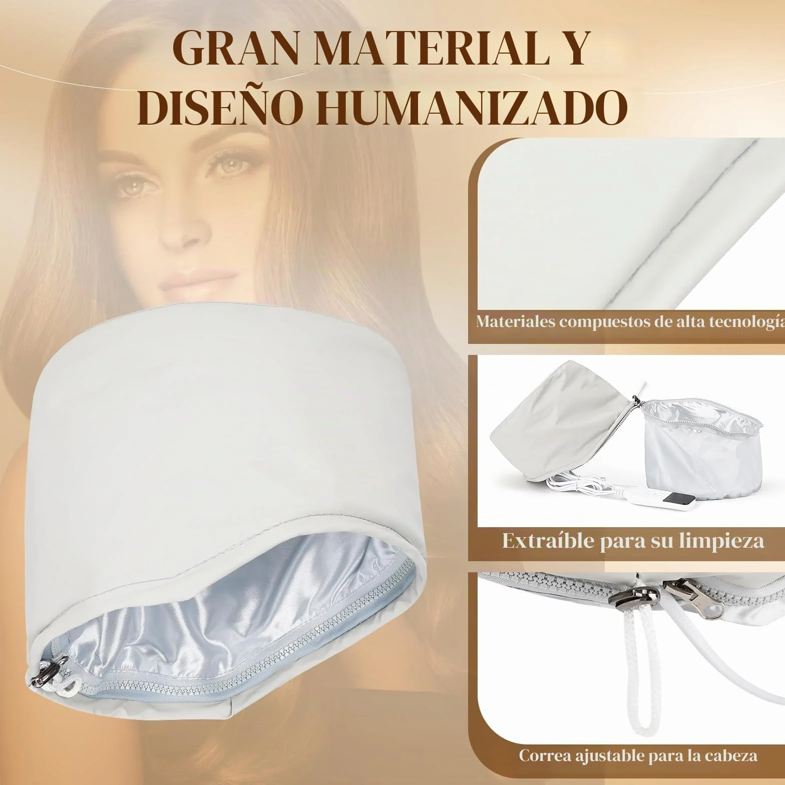 Gorro de Calentamiento Calor Pelo Cuidado del Cabello con Vapor Eléctrico Spa