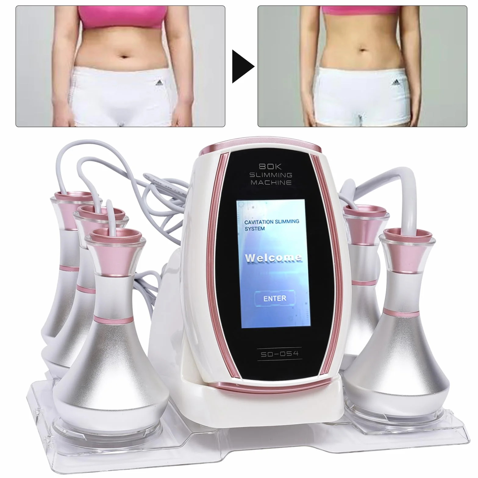 Radiofrecuencia Corporal 80KHz 5 en 1 Máquina Cavitacion LED Facial y Corporal 10.92cm