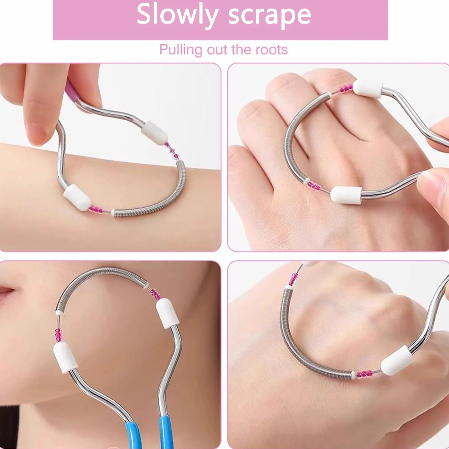 Pack de 2 Depiladoras Faciales y 2 Depiladoras de Cejas, Herramienta de Belleza para Eliminar Vello Facial en Mujeres, Removedor Manual de Vello para Labio Superior, Mentón y Mejillas