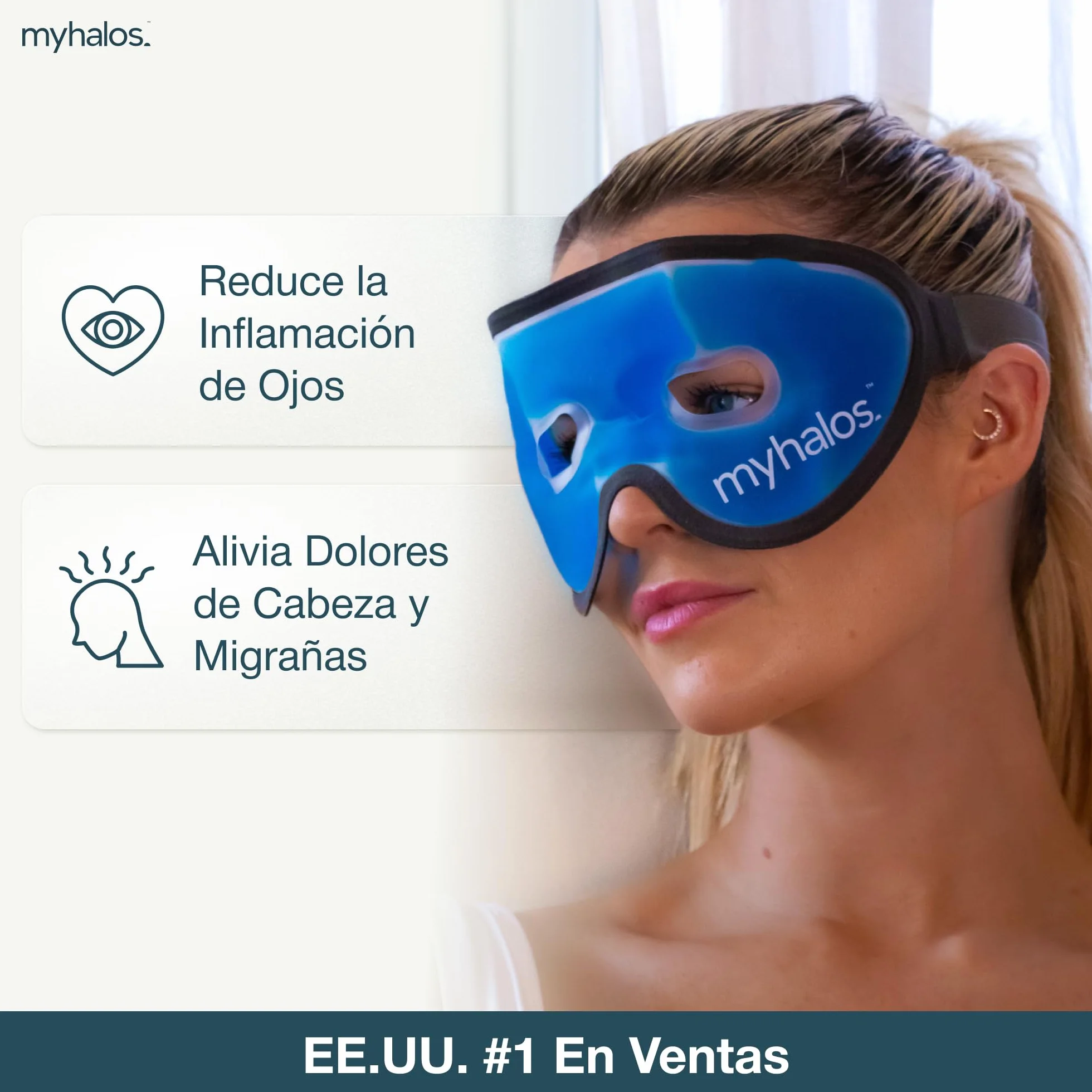 MyHalos Antifaz Gel Frío Ojos Hinchados Antiojeras Máscara para Dormir Alivia Migraña Dolores de Cabeza