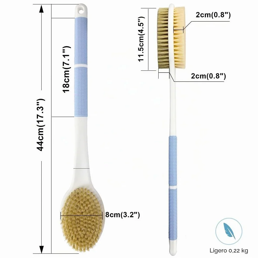 Cepillo Ducha Espalda Mango Largo 44cm Corporal Baño Húmedo Seco