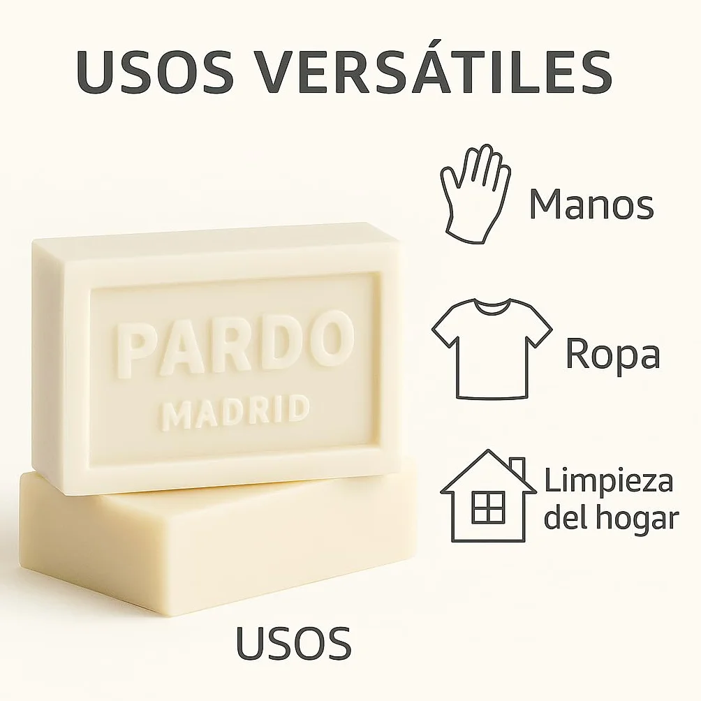 Pardo Jabón en Pastilla Blanco 150g Pack 2 – Limpieza Suave y Tradicional para Manos y Ropa