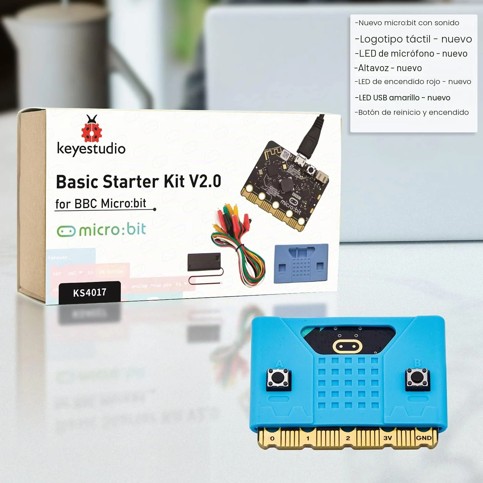 KEYESTUDIO Kit de Inicio básico para BBC Micro bit V2, programación gráfica, brújula Bluetooth integrada, detección de Movimiento, codificación de Pantalla LED