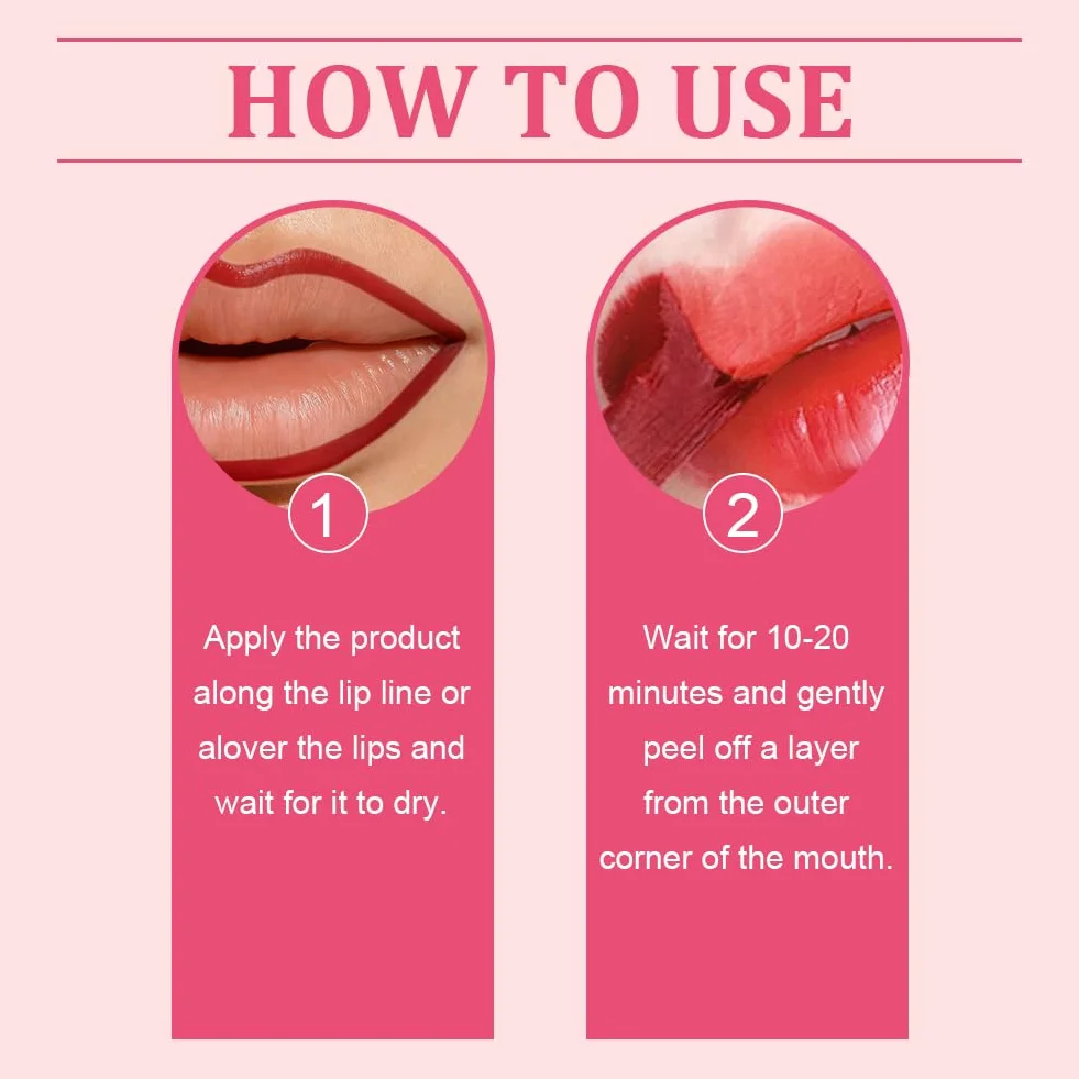 Lip Stain Peel Off, 5 Colores Tinte Permanente de Labios de Larga Duración, Maquillaje Labial