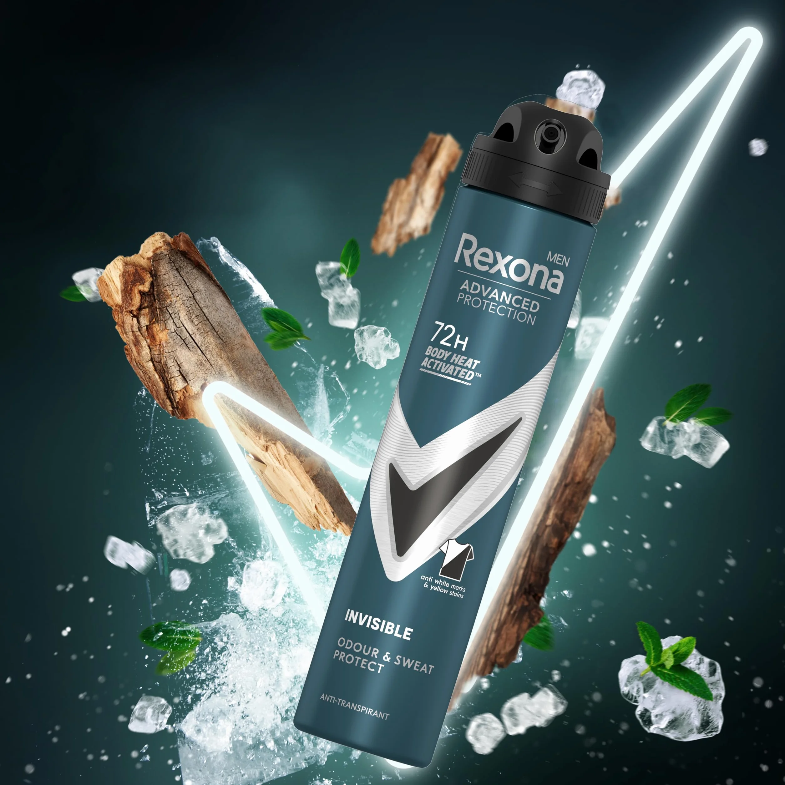 Rexona Desodorante Aerosol Protección Avanzada 72h Invisible Black & White Antitranspirante 200ml Pack de 6