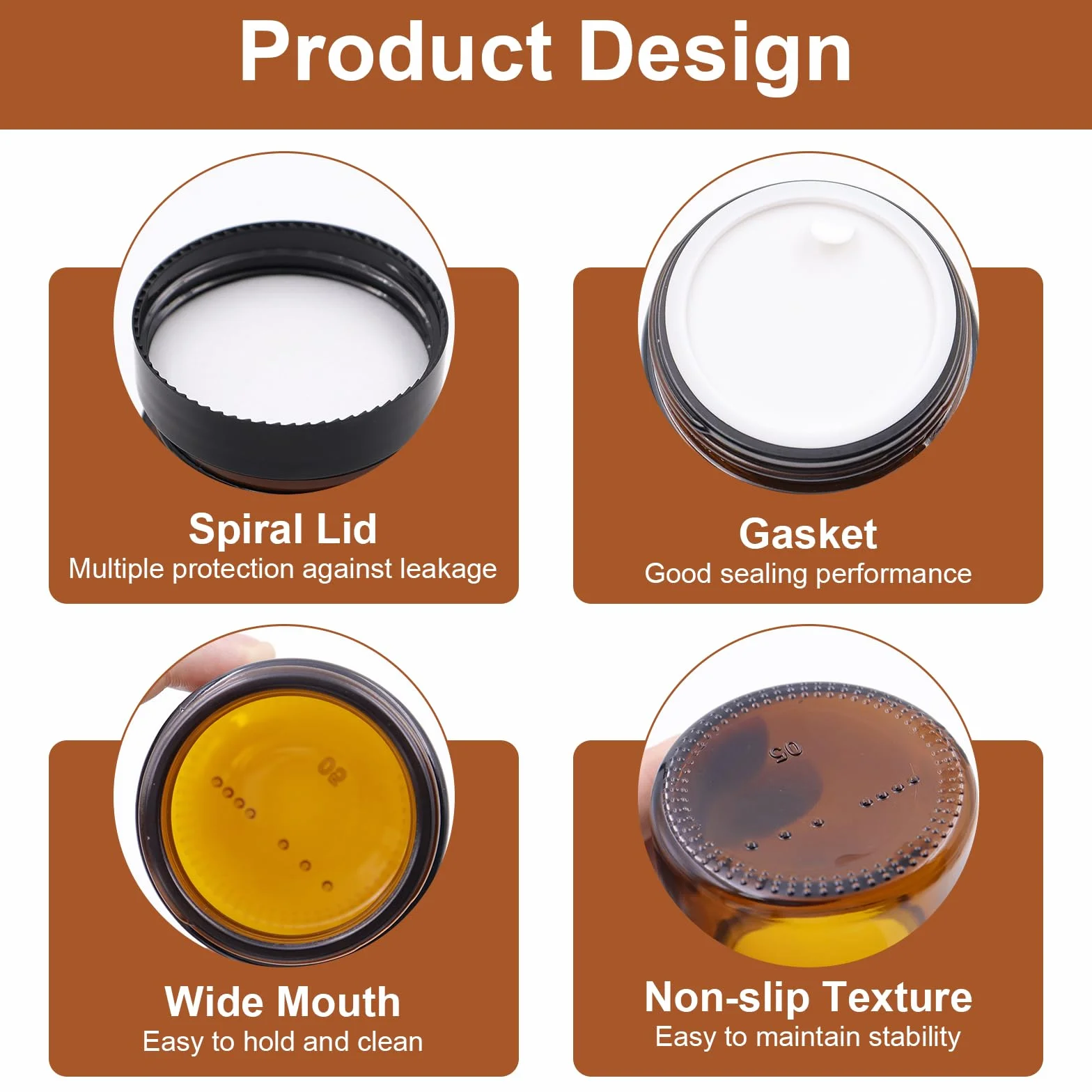 Tarros de cristal ámbar 120 ml para crema cosmética farmacia ungüentos