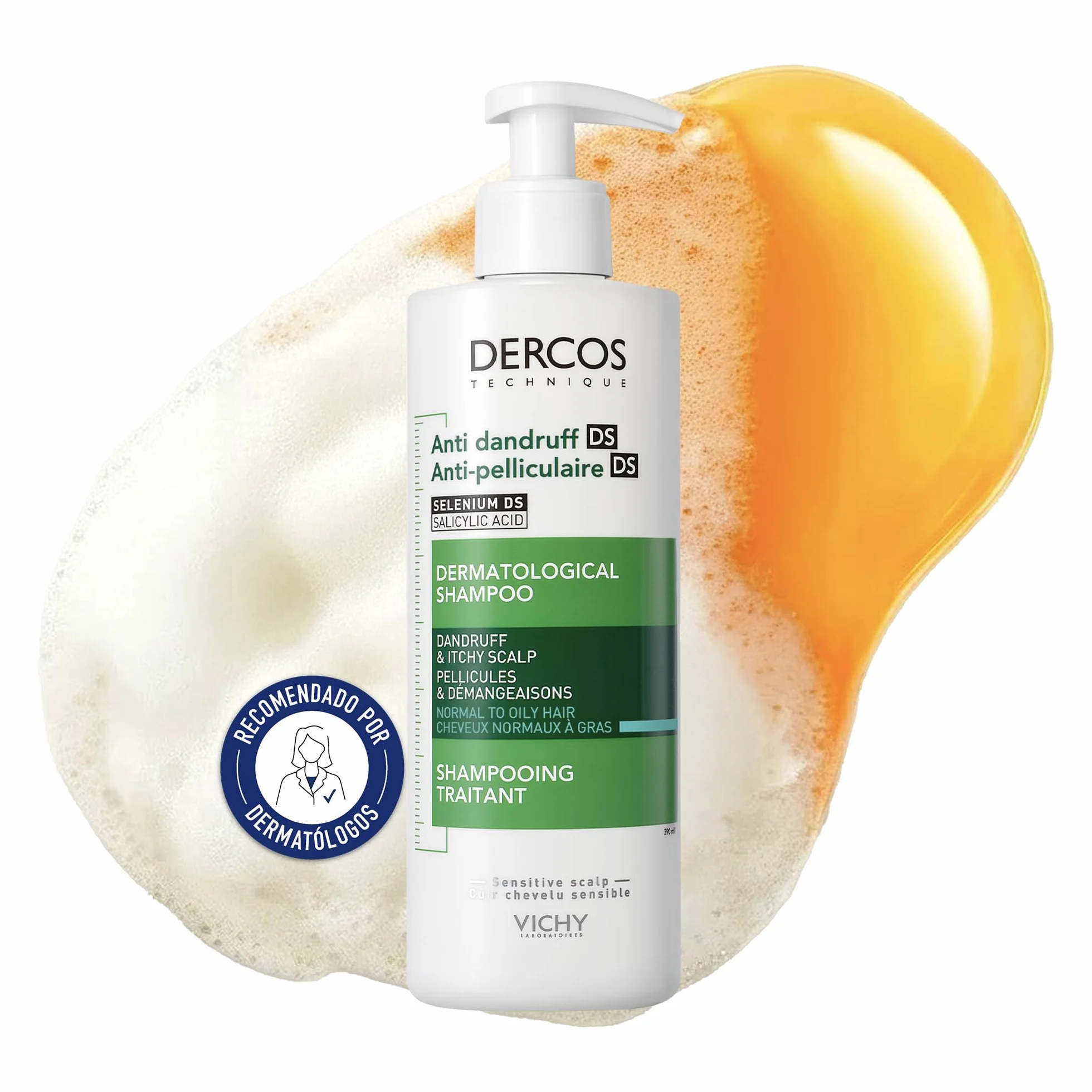 Vichy Dercos Technique Champú Anticaspa 390 ml Cabellos Grasos Doble Eficacia