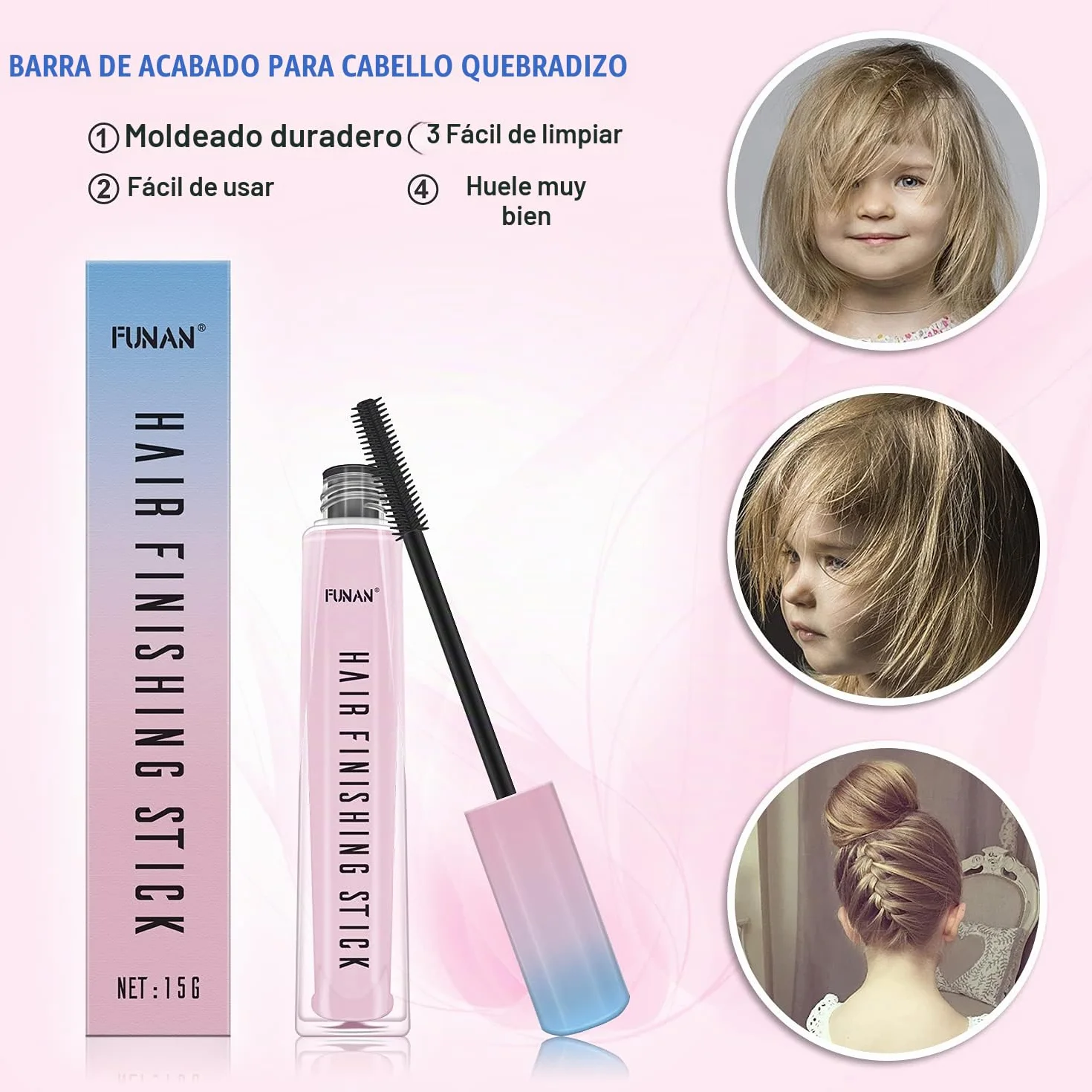 Funan Hairfeel Stick, gel para el cabello refrescante natural, palo de cera, 15ml Pack de 2