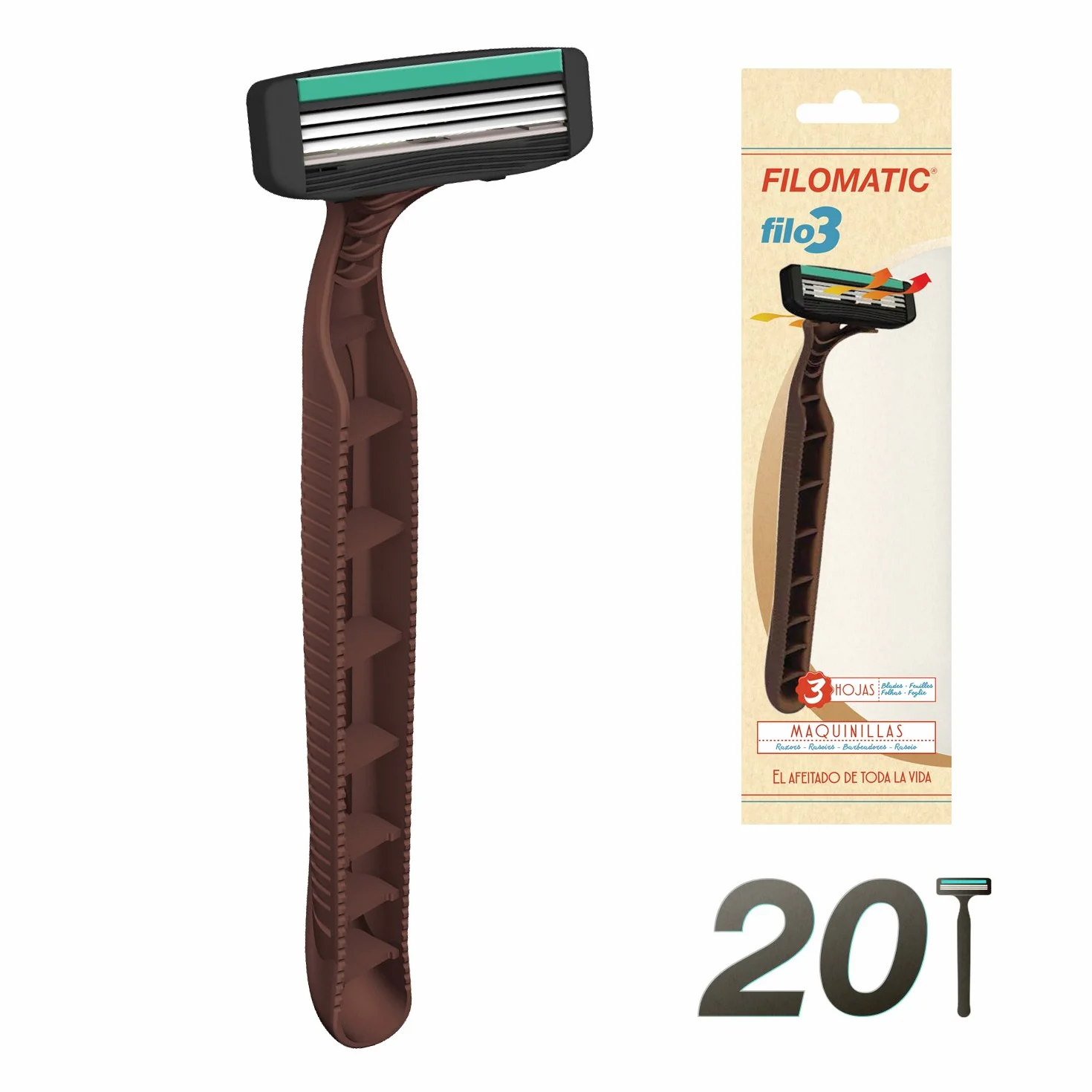 Filomatic Filo3 Maquinilla de Afeitar 20 Unidades