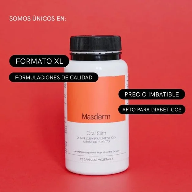 MASDERM 90 Cápsulas Anticelulitis con Té Verde, Complemento Alimenticio Natural, Control de Peso, Reductor y Reafirmante