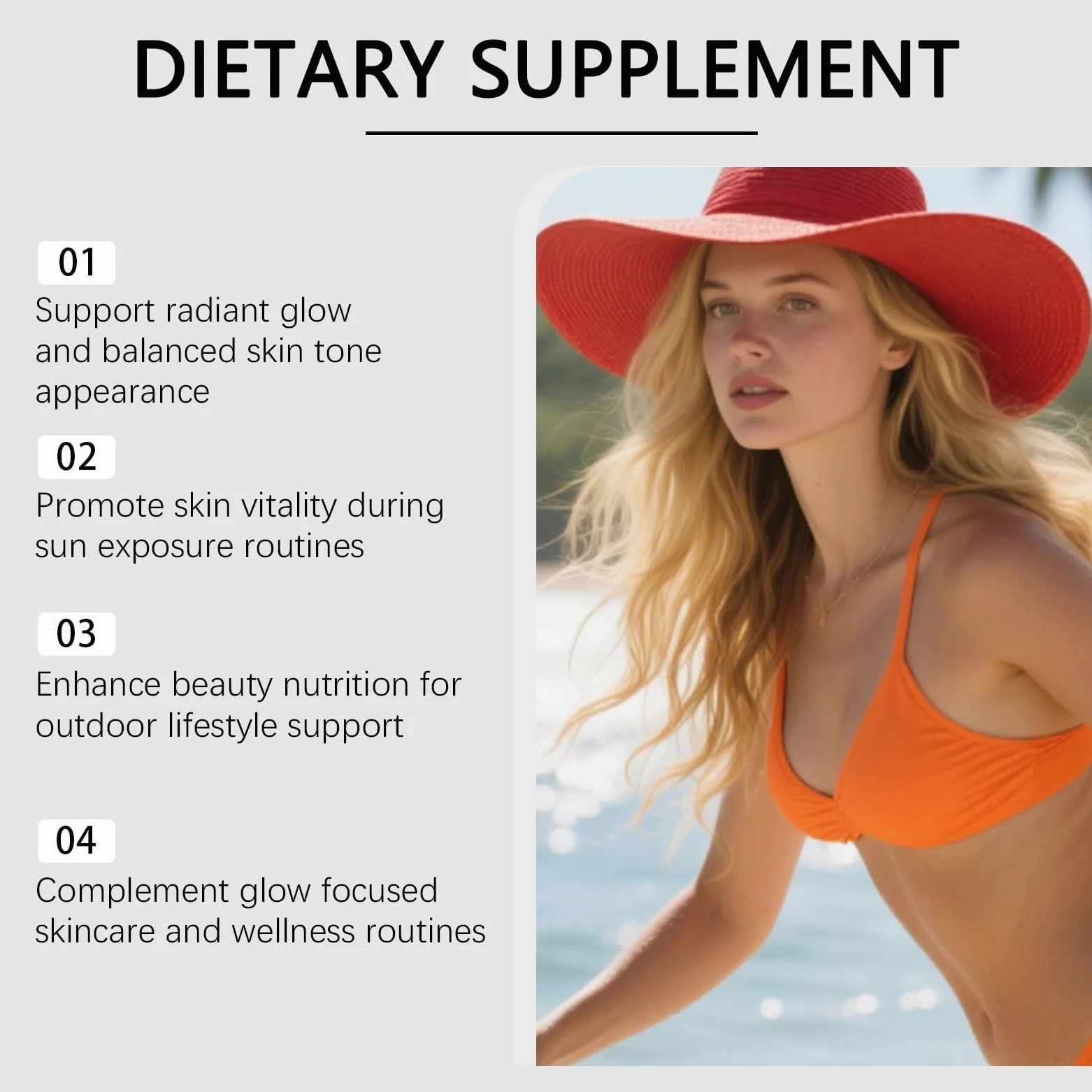 Gummies bronceadoresbronceado rápido sin sol, bronceadores para mujeresmezcla de astaxantina, betacaroteno y licopeno, brillo de la piel e hidratación para un brillo natural,
