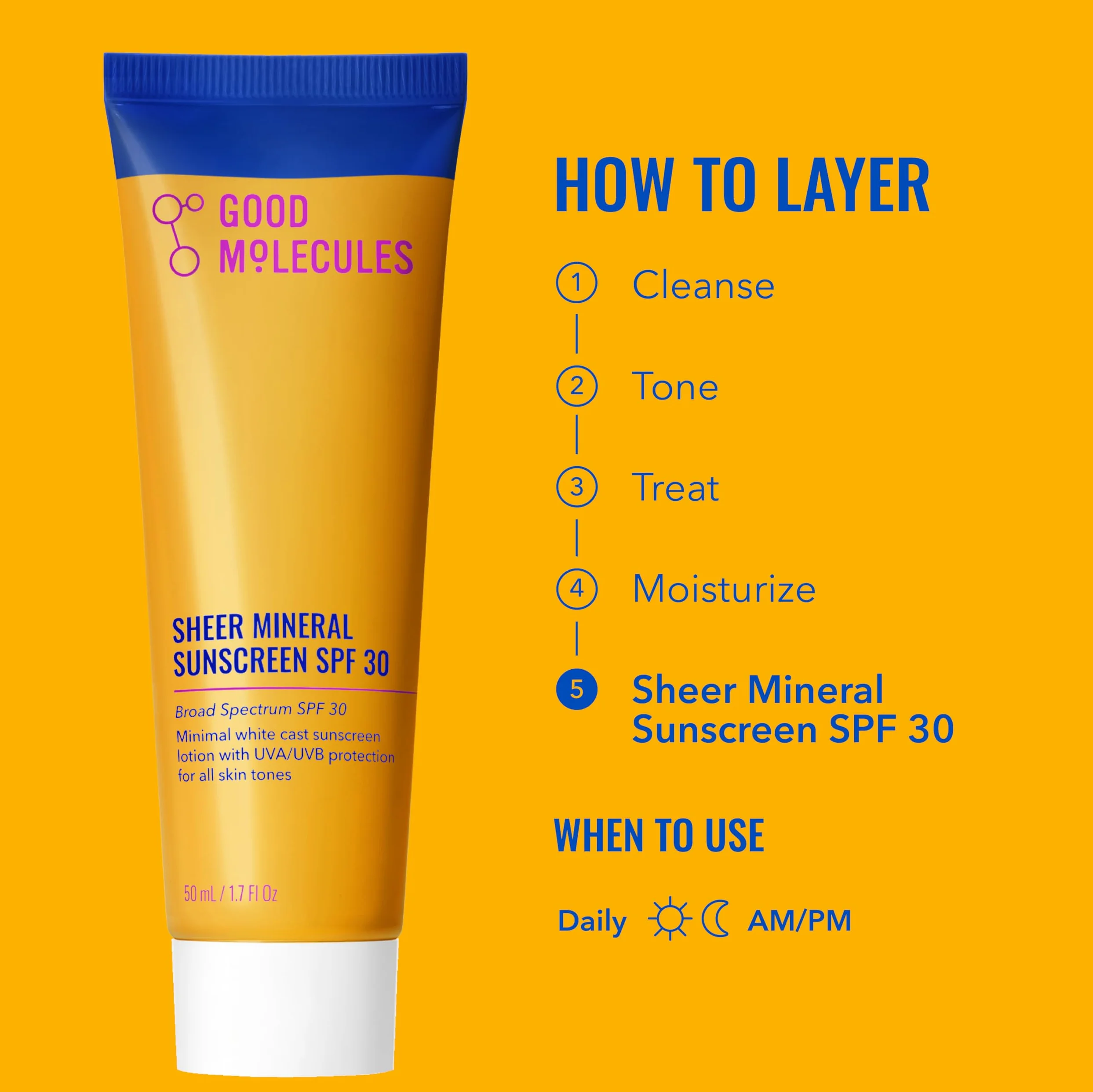 Good Molecules Protector solar mineral transparente SPF 30, 50 ml, invisible, transparente, protector solar de óxido de zinc con ácido hialurónico, seguro para arrecifes, hidratante, no graso