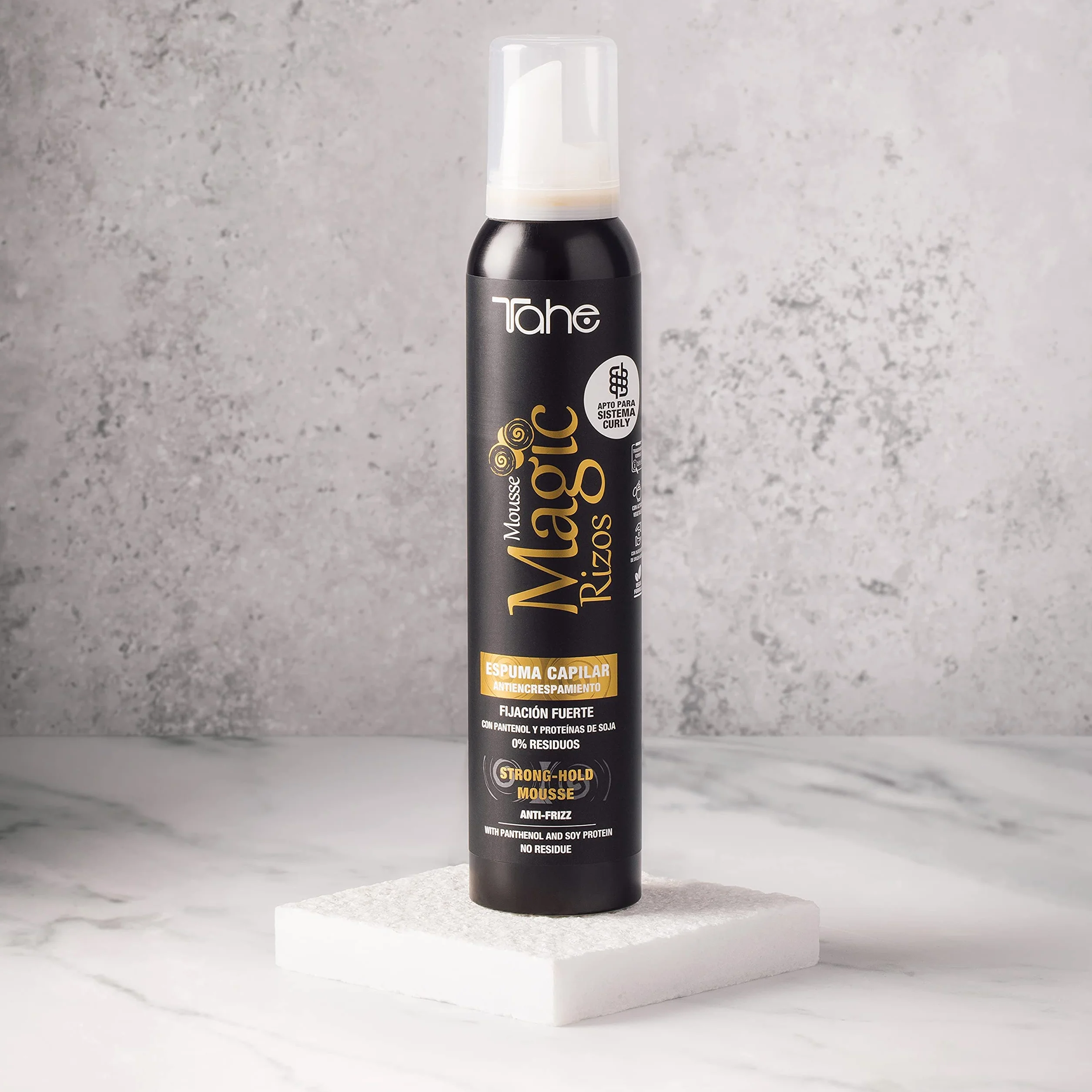 Tahe Magic Rizos Espuma fijación fuerte flexible antiencrespamiento cabello 200 ml