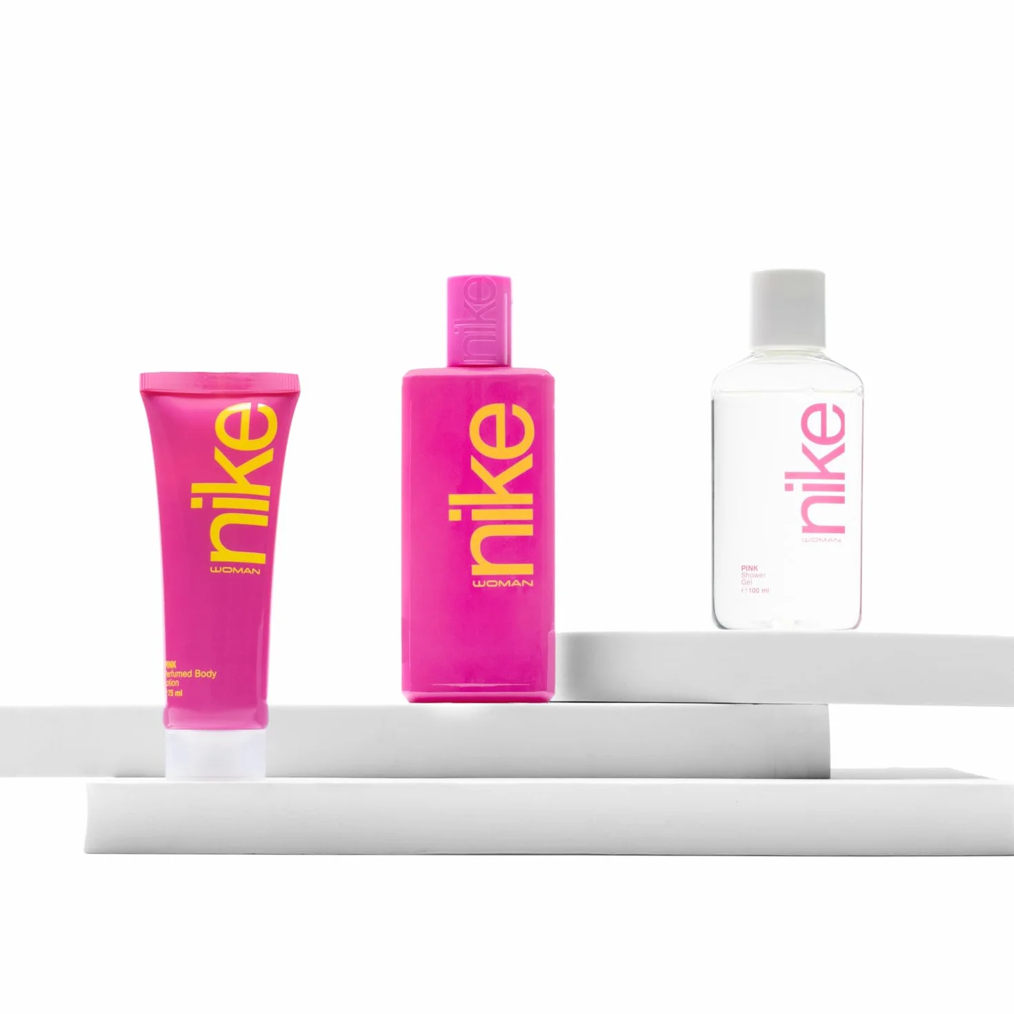 NIKE Colonia 100 ml Crema Corporal 75 ml Gel de Baño 100 ml Estuche Regalo Mujer Eau de Toilette Floral Afrutado