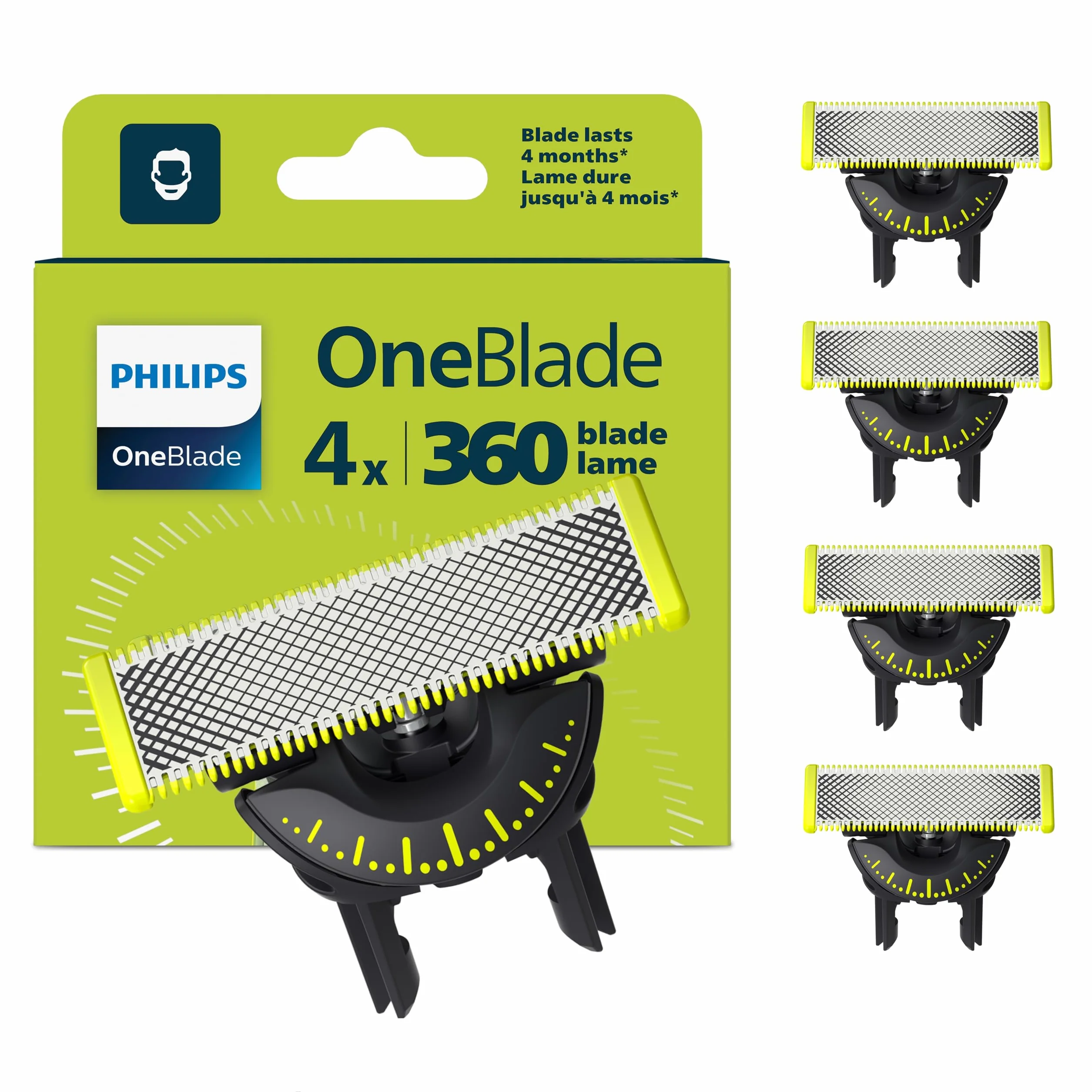 Philips OneBlade Original 360 cuchillas compatibles OneBlade Pro 4 unidades QP440/50