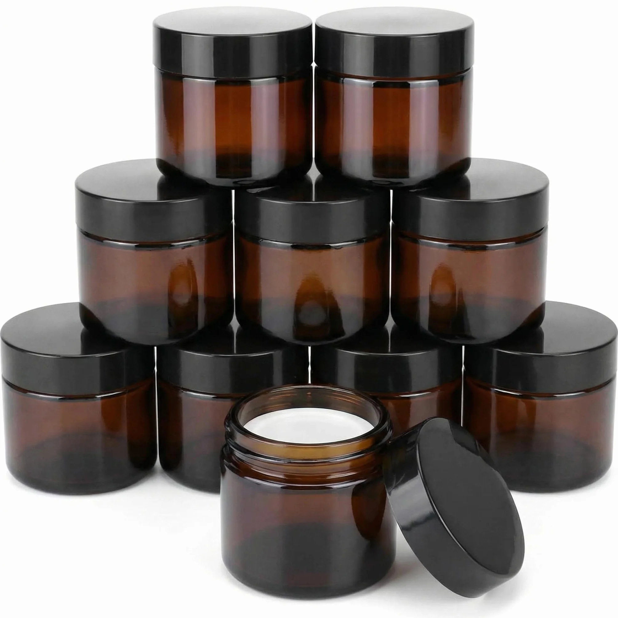 Frascos de vidrio ámbar 60 ml con tapas negras protección UV para aceites esenciales