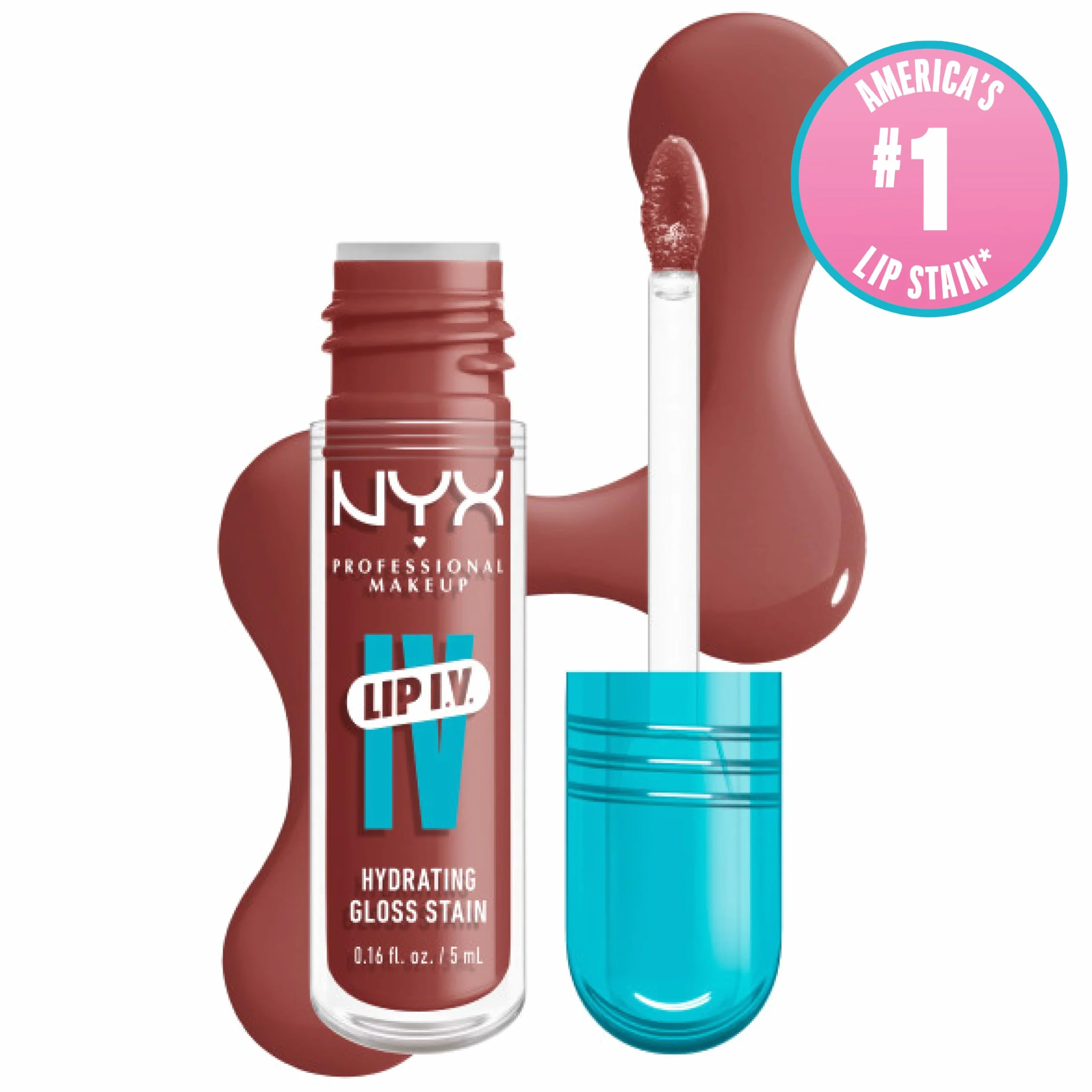 NYX Professional Makeup Lip IV Hydrating Gloss Stain, Hydra-Honey, Brillo de Labios Hidratante, Color y Brillo Efecto Húmedo, 12H Hidratación