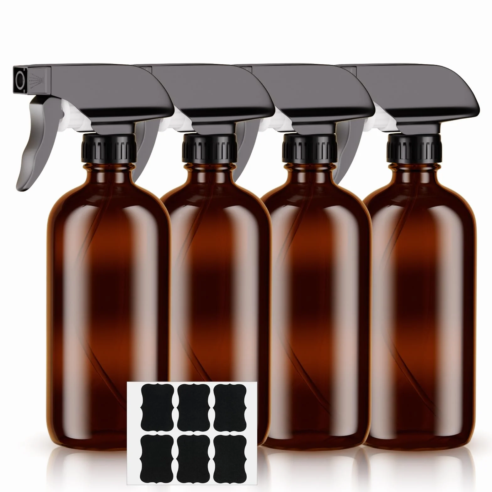 HOTUT Botella de spray de vidrio ámbar 500 ml 4 piezas kit anti-UV a prueba de fugas