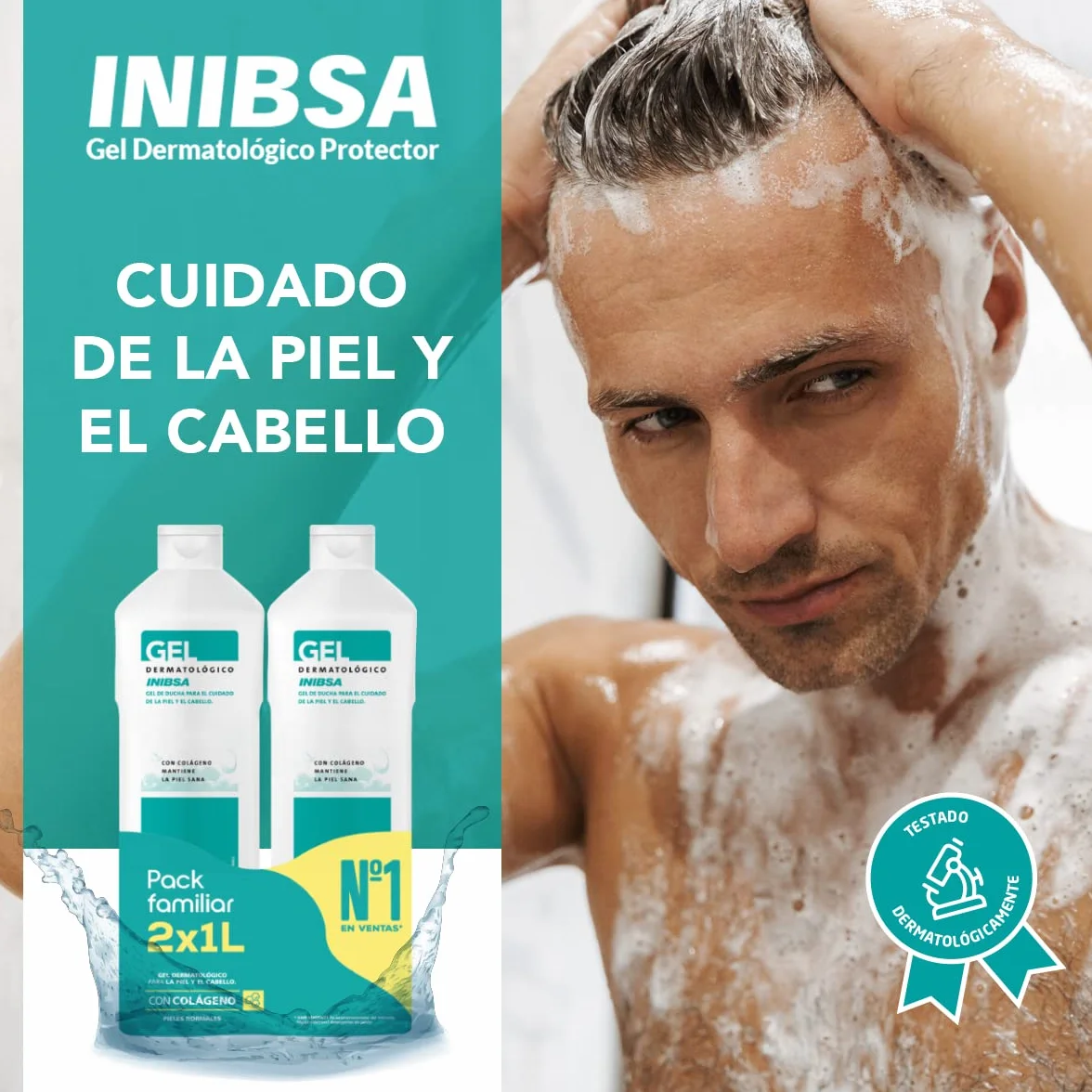 INIBSA Gel de baño dermatológico 2 L Paquete de 2 x 1 L
