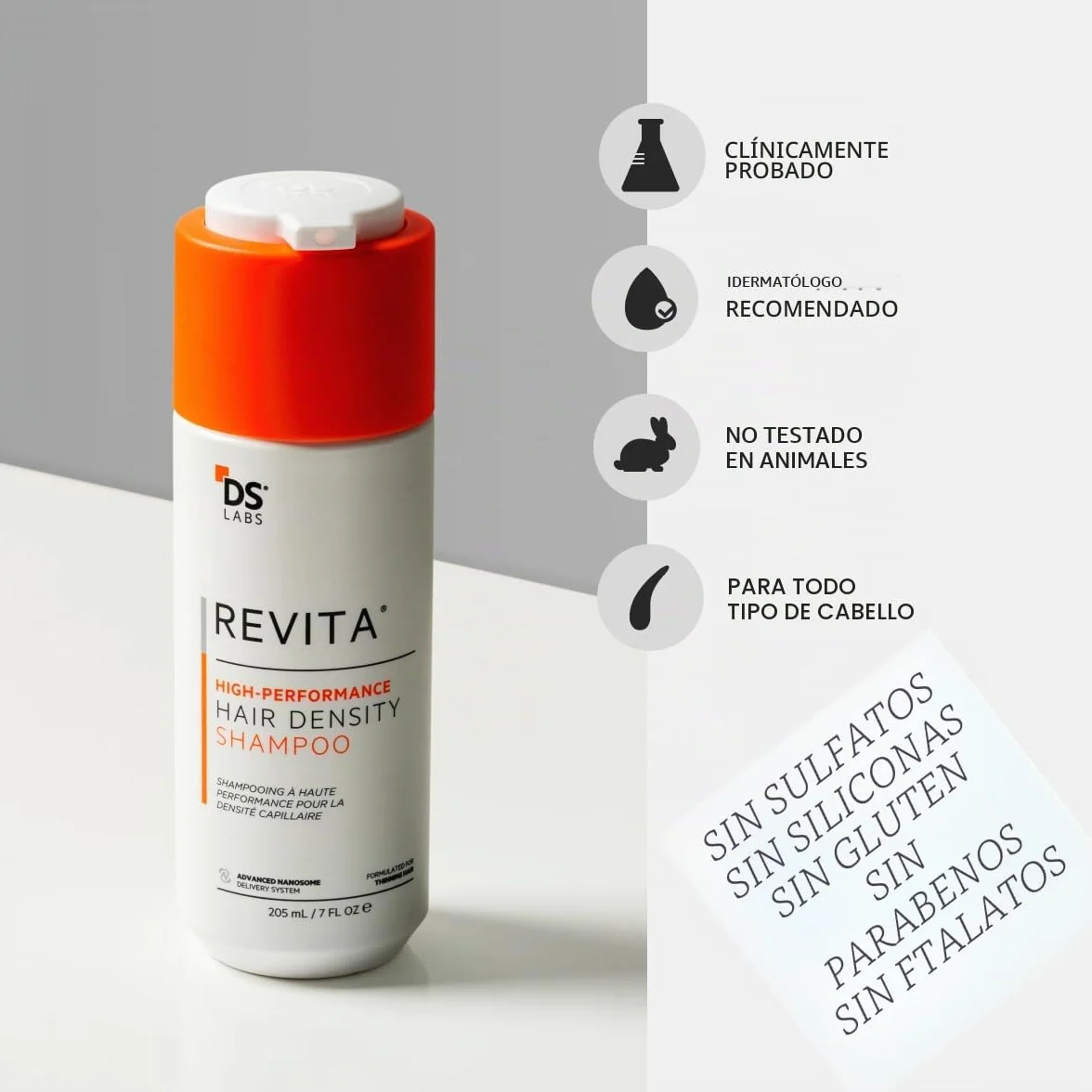 DS Laboratories Revita Champú Cabello Fino Anticaída Crecimiento Sin Sulfatos 205 ml