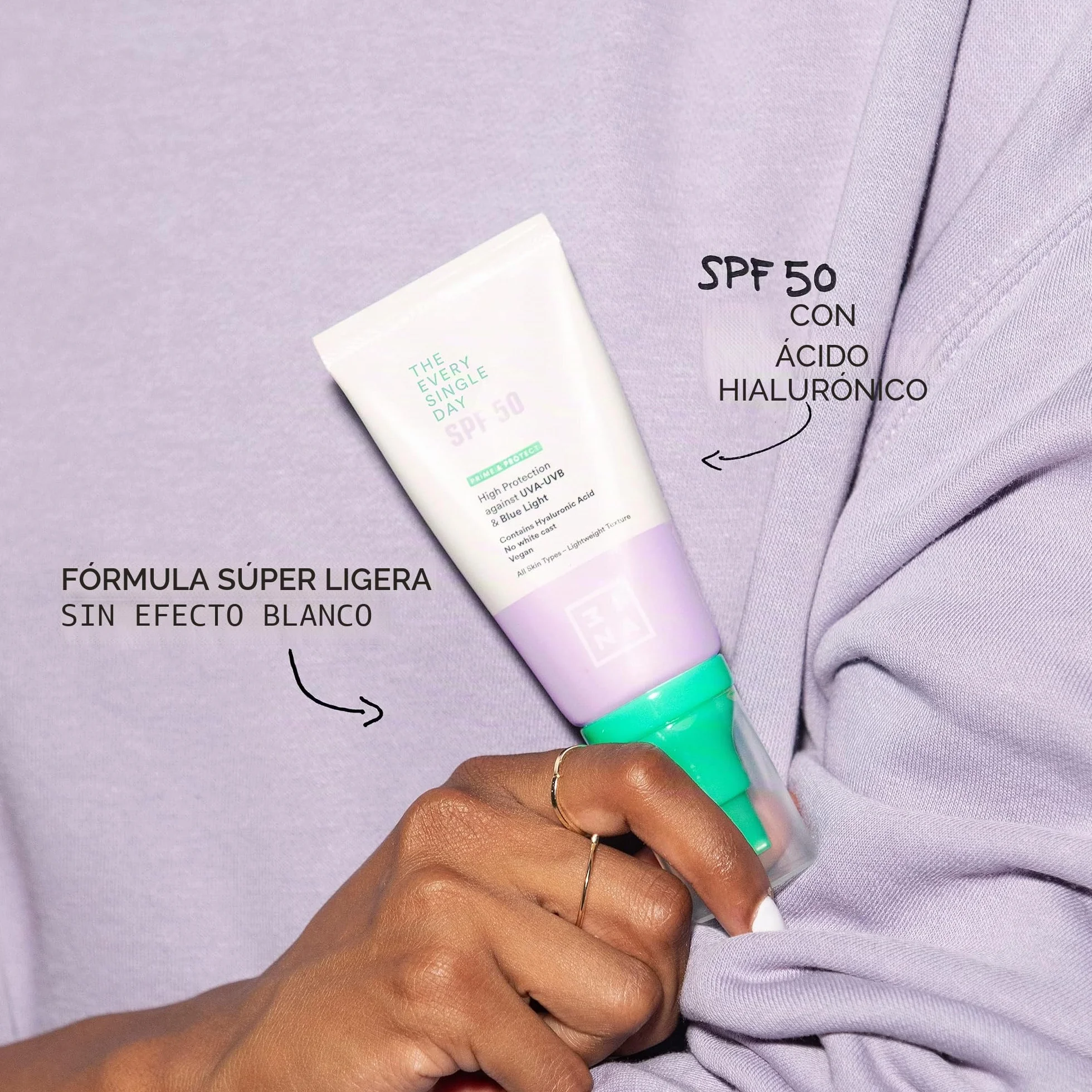 3INA MAKEUP - The Sorbet Cream + The Every Single Day SPF50 - Crema Facial Hidratante con Niacinamida - Protector Solar Facial SPF 50 con Ácido Hialurónico - Todo Tipo de Pieles - Vegan - Cruelty Free