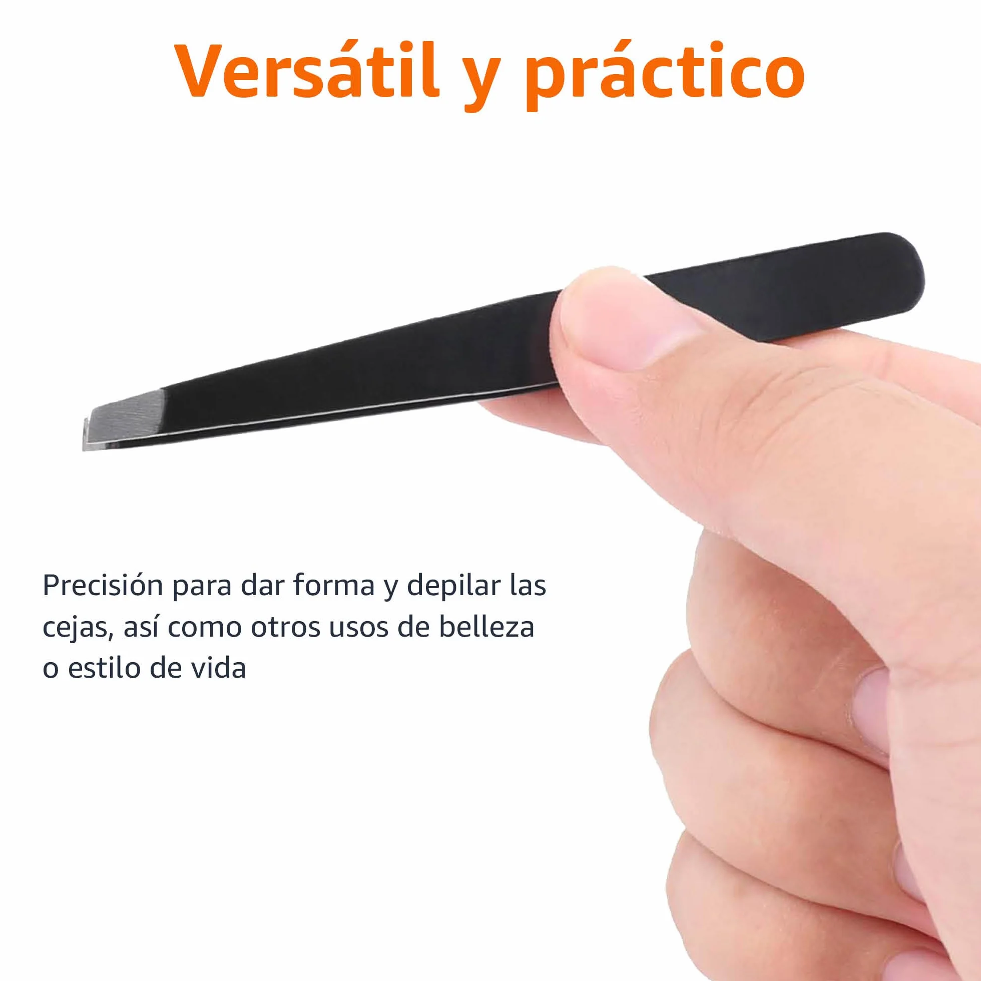 Amazon Basics Pinzas de punta oblicua de acero inoxidable, profesionales, para eliminar pelo, con funda de viaje, negro, 1 paquete