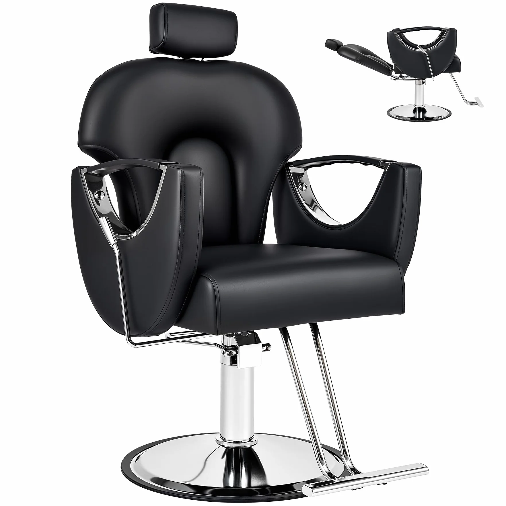 CO-Z Silla Peluquería Ajustable 90°-150° Sillón Barbero Bomba Hidráulica