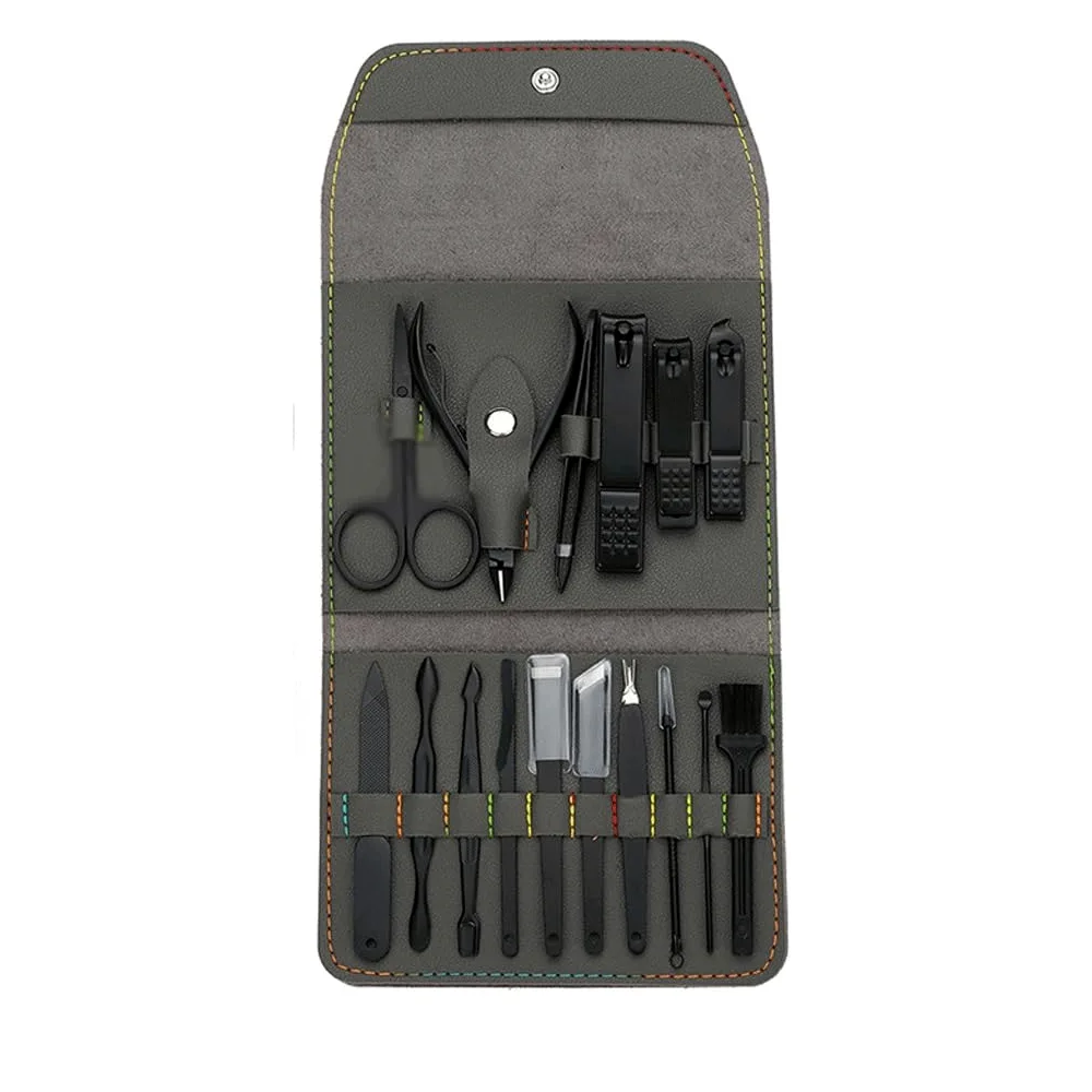 Juego de 16 cortauñas de Acero Inoxidable, Herramientas para manicura y embellecimiento.,E-16pcs