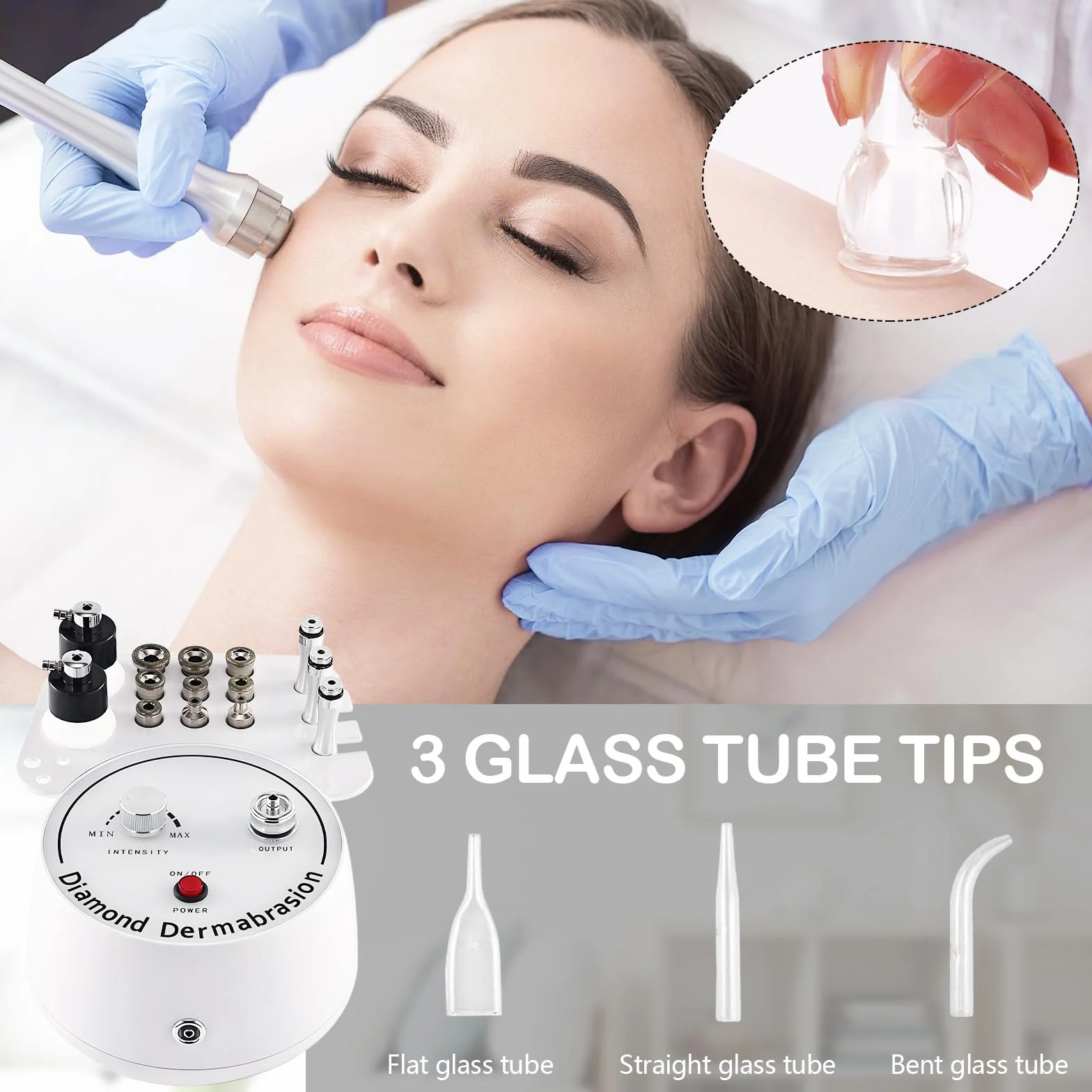 Máquina de Microdermoabrasión de Diamante 3 en 1, Hydrafacial Profesional con Tubo de Vacío y Pulverizador para Cuidado Facial
