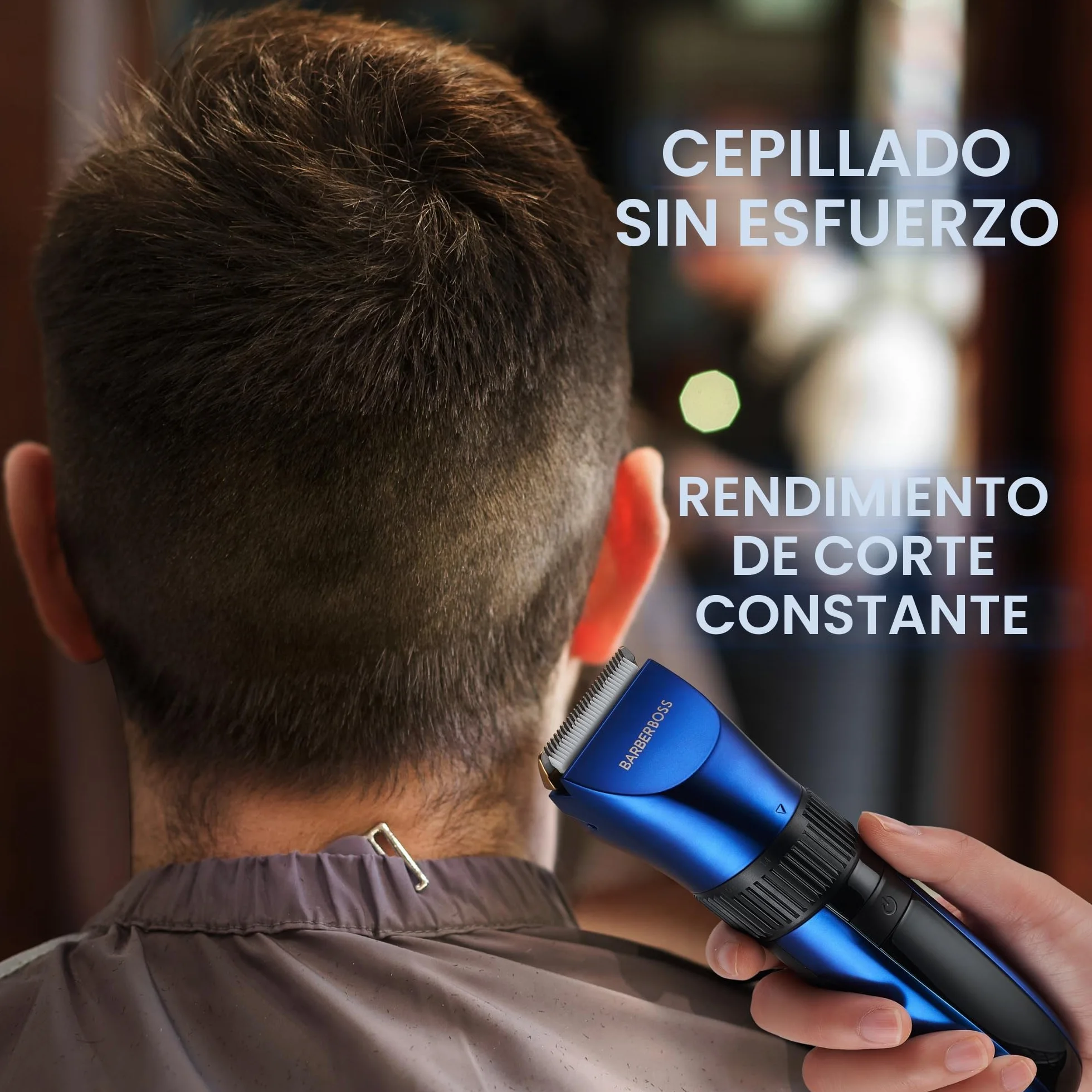 BarberBoss Recortadora de barba y pelo inalámbrica autoafilable, resistente al agua con cuchillas de cerámica, pantalla LED