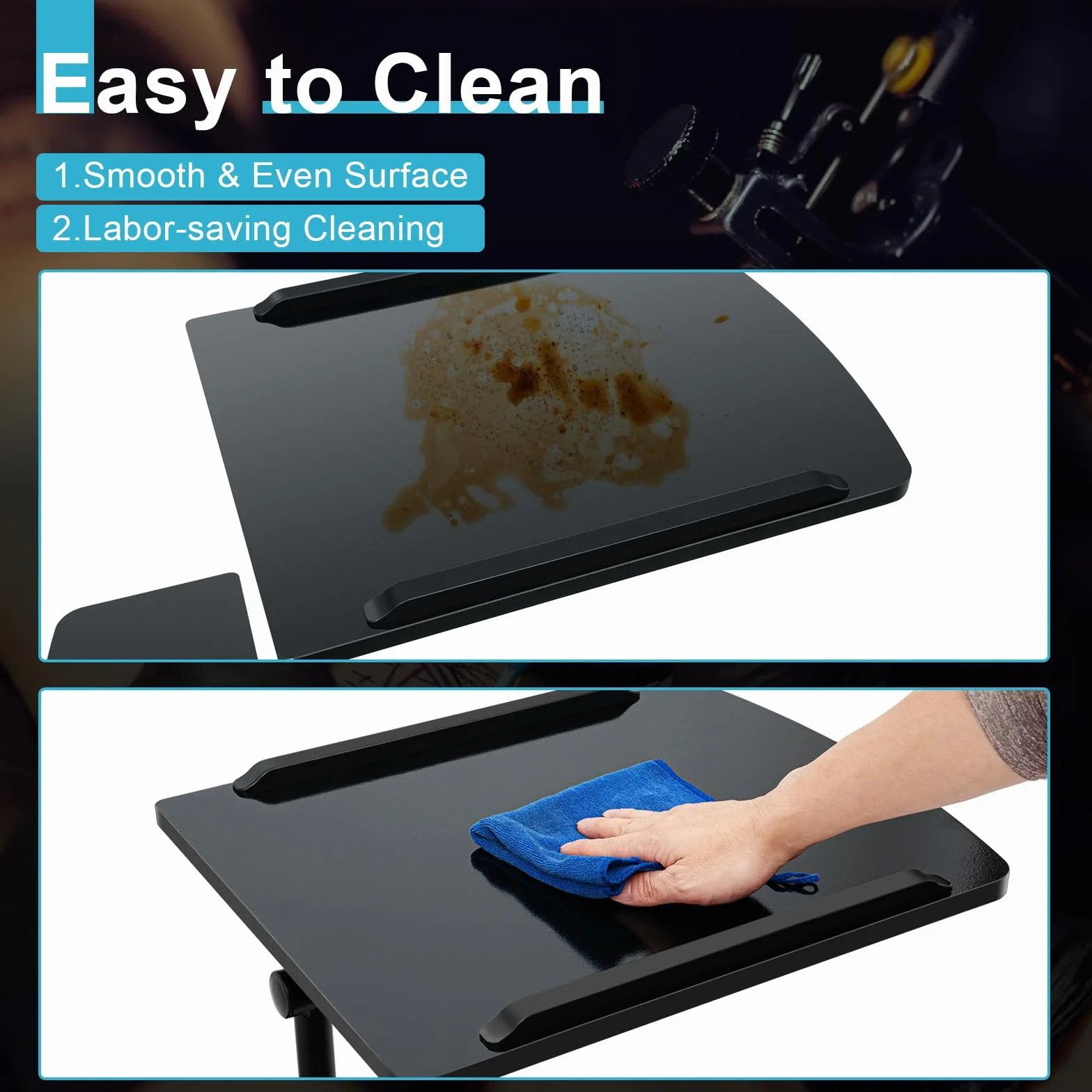 Mesa de tatuaje móvil ajustable, 65-97 cm, portátil, estación de trabajo con ruedas, accesorios de tatuaje, mesa móvil, escritorio, para salón, estudio, encimeras de trabajo dobles, carrito