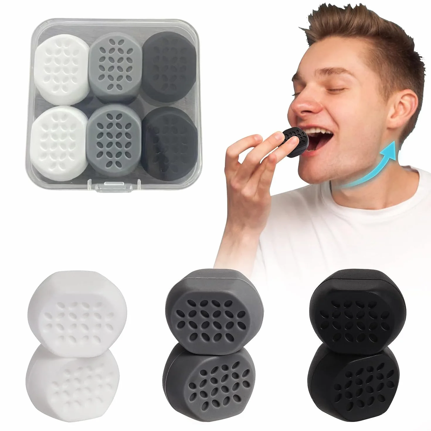 Jawline Exerciser 3 Piezas Masticador Mandibula Reductor de Mentón Doble
