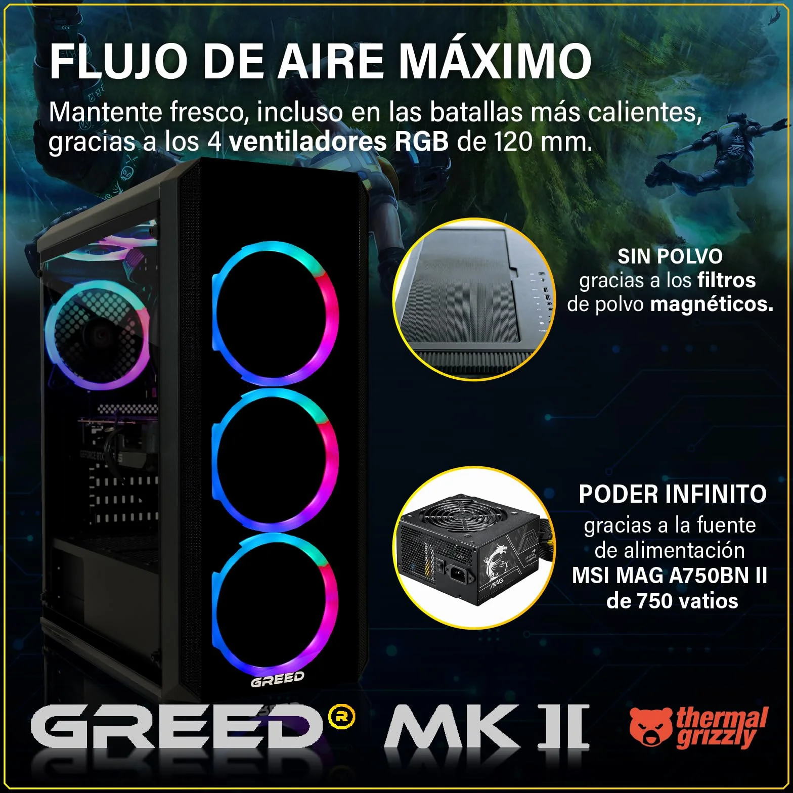 Greed MK2 Gaming PC AMD Ryzen 7 5700X 8 Core Nvidia Geforce RTX 5060 Ti 8GB 32GB RAM DDR4 1TB SSD WLAN W11 Pro
