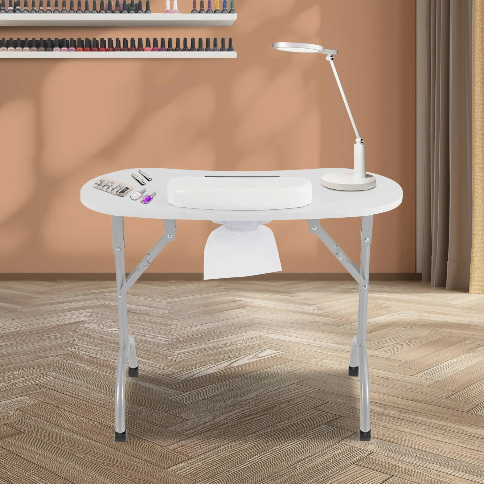 Manicure Table Nail Collector Modern estación de uñas Blanco Rectángulo | Perfecto para el estudio y el hogar, proporciona un entorno higiénico con filtro de polvo y facilita el trabajo preciso