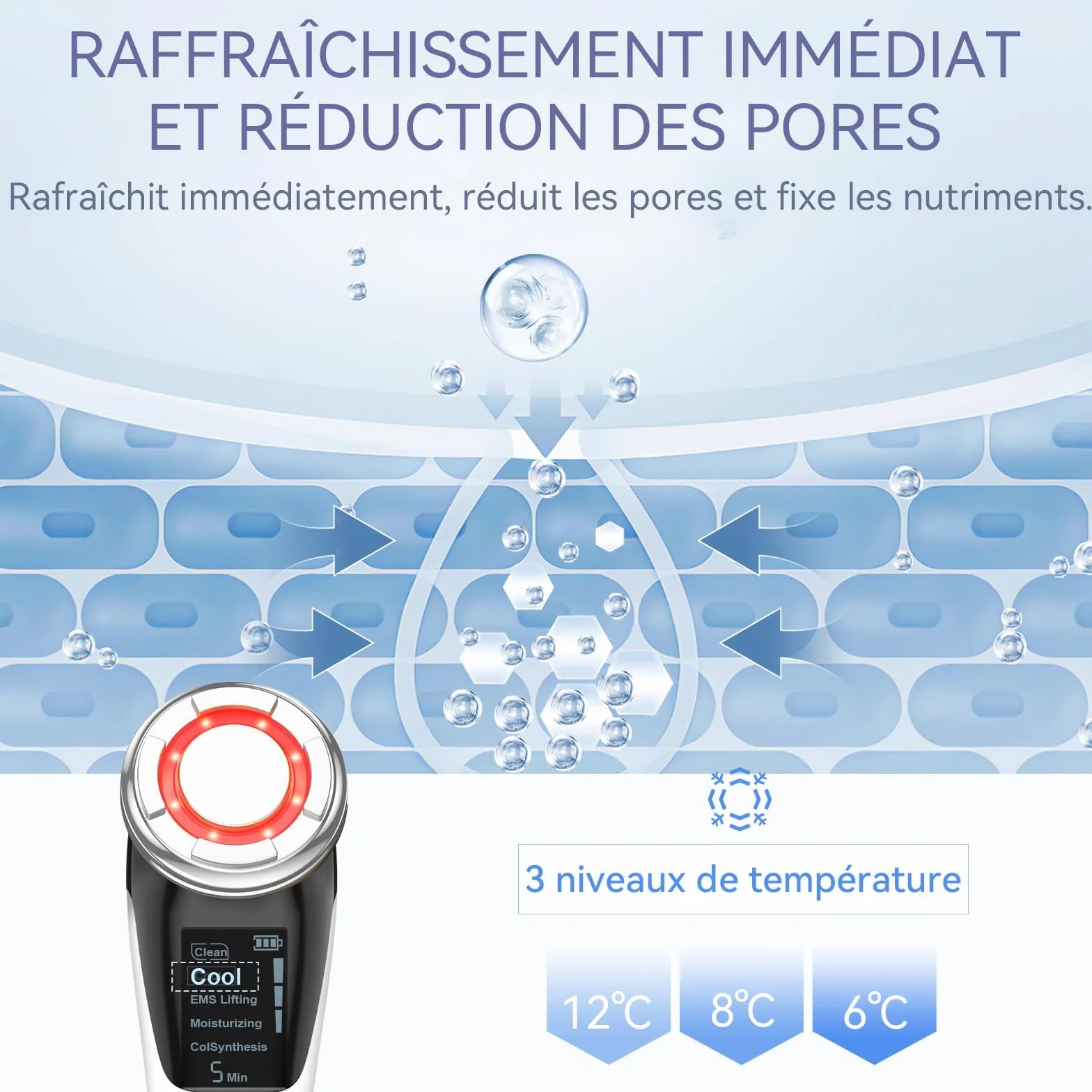 ANLAN Masajeador Facial Multifuncional Frío Calor Roja Azul Antiarrugas Anti-envejecimiento Limpieza Profunda