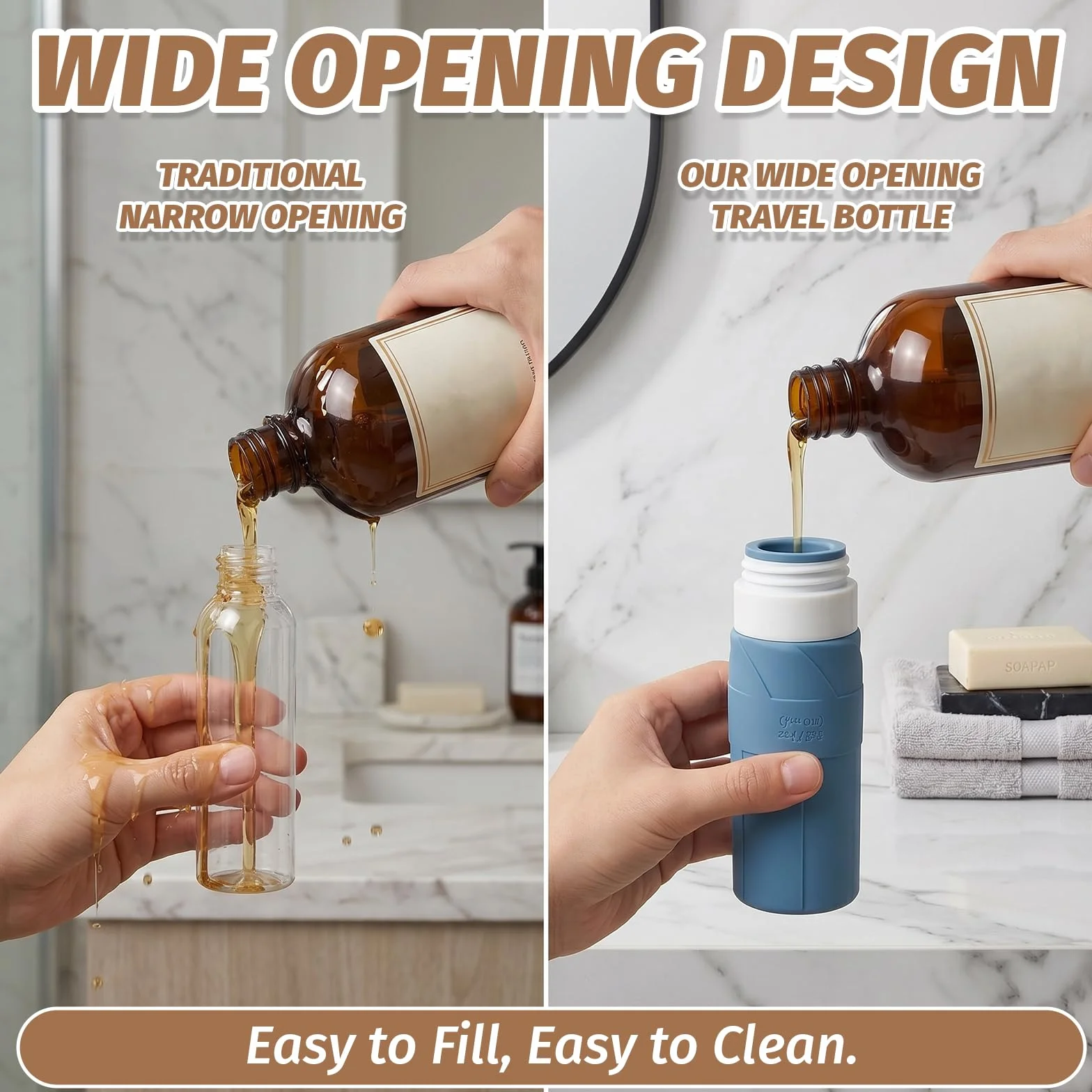 Botellas de Viaje Silicona 100ML, Botes Rellenables a Prueba de Fugas para Champú, Loción y Gel de Ducha