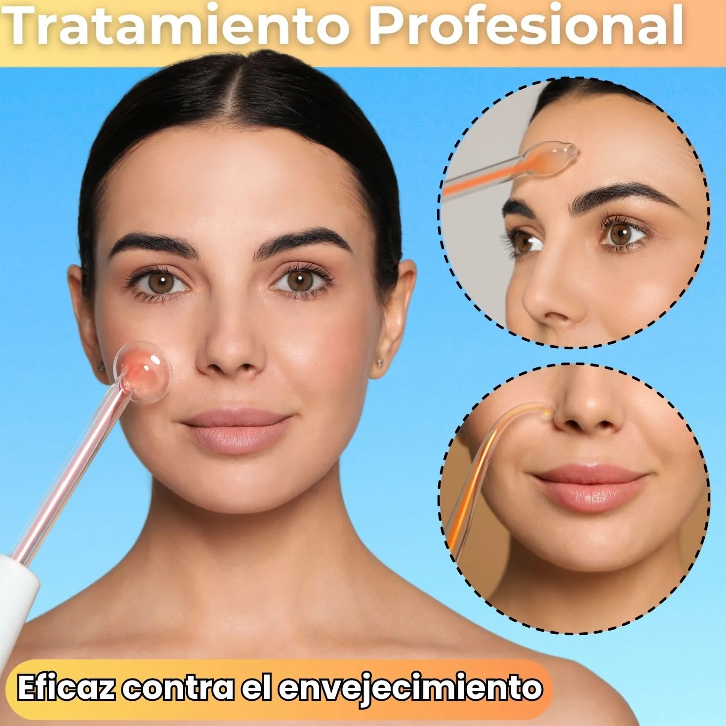Alta Frecuencia Facial y Capilar Profesional - High Frequency Wand - Máquina Quita Arrugas, Acné y Manchas - Tecnología LED con 4 Electrodos