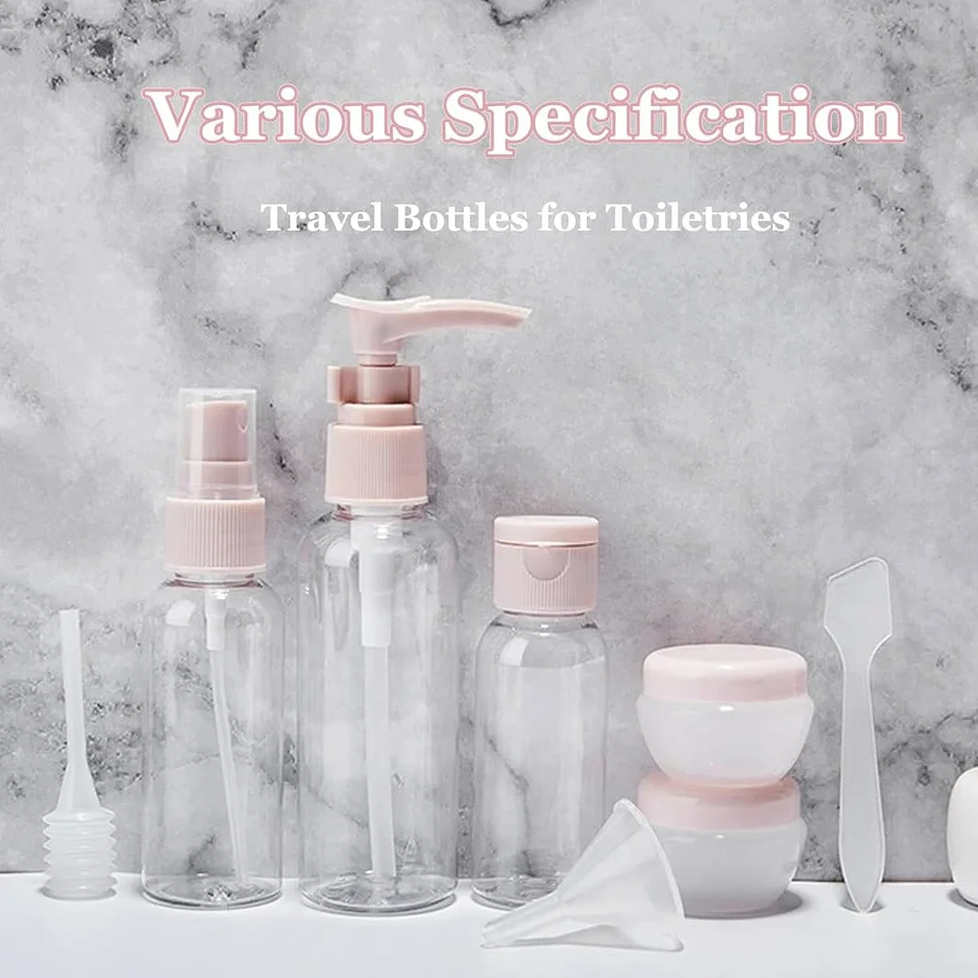 Botellas de viaje 8 pcs, contenedores recargables para líquidos, champú, loción y gel de ducha
