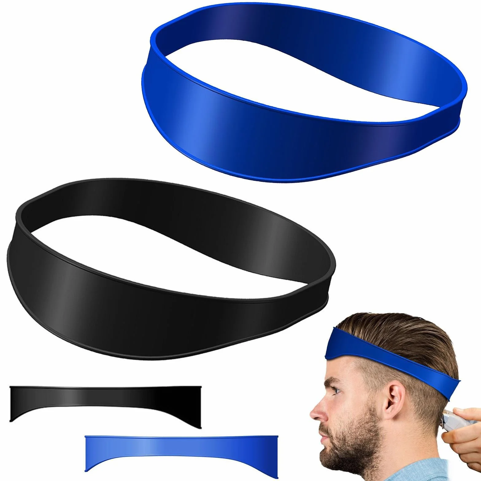 Plantilla de Corte de Pelo de Silicona Curvada, Banda Directrices para Cortar Cabello Casero, Accesorios de Peluqueria Profesional