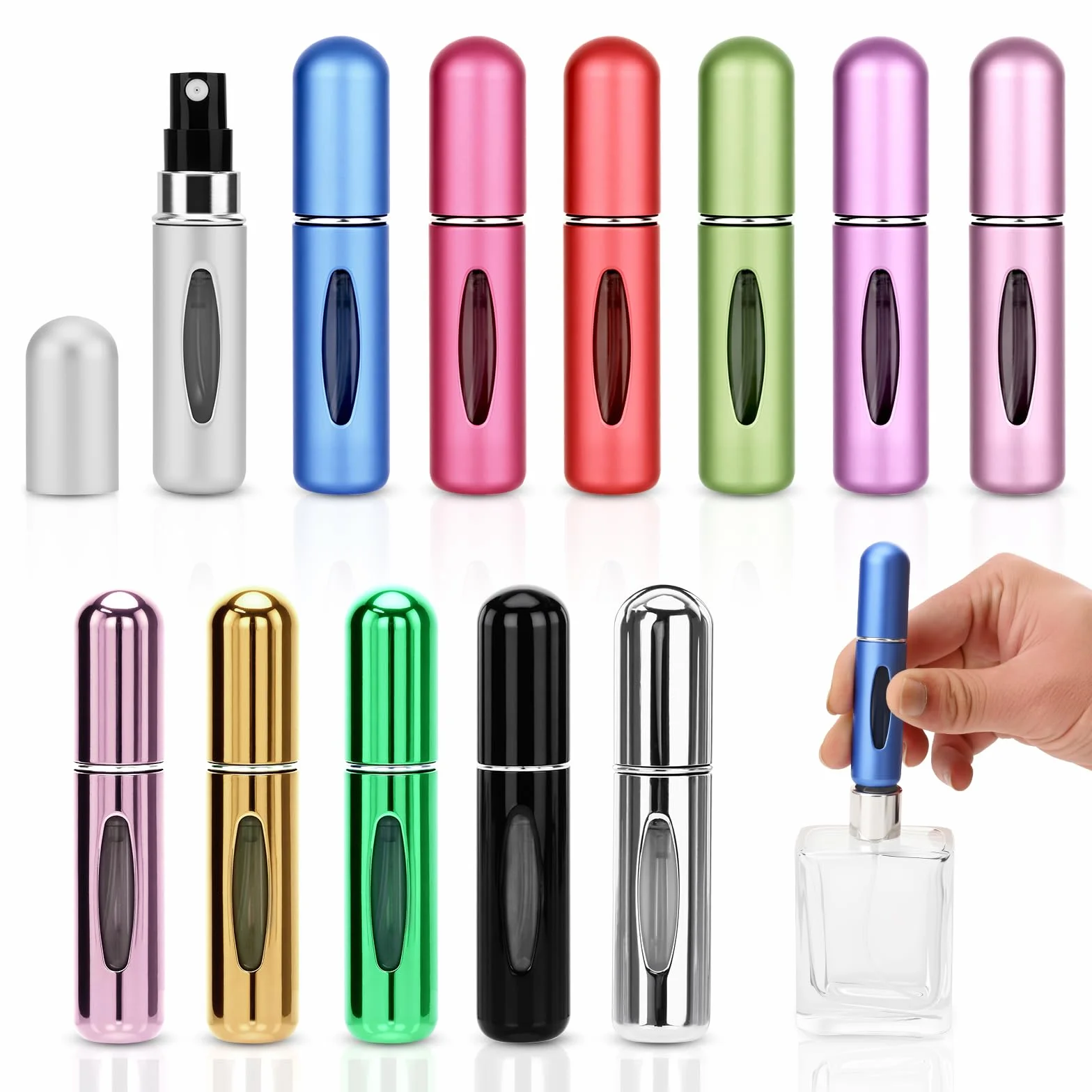 Atomizador Perfume Recargable 5ml, 12 Pcs Mini Frasco Decants sin Fugas, Bote Colonia para Viaje