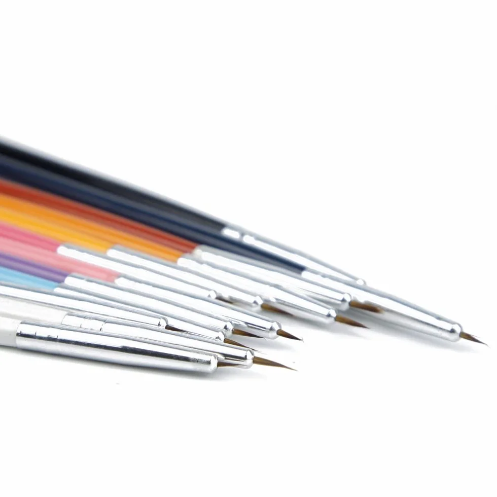 N/A 12 unids/lote de pinceles de diseño de pincel de arte de uñas pluma detalles finos delineador puntas dibujo pintura conjunto WolFum