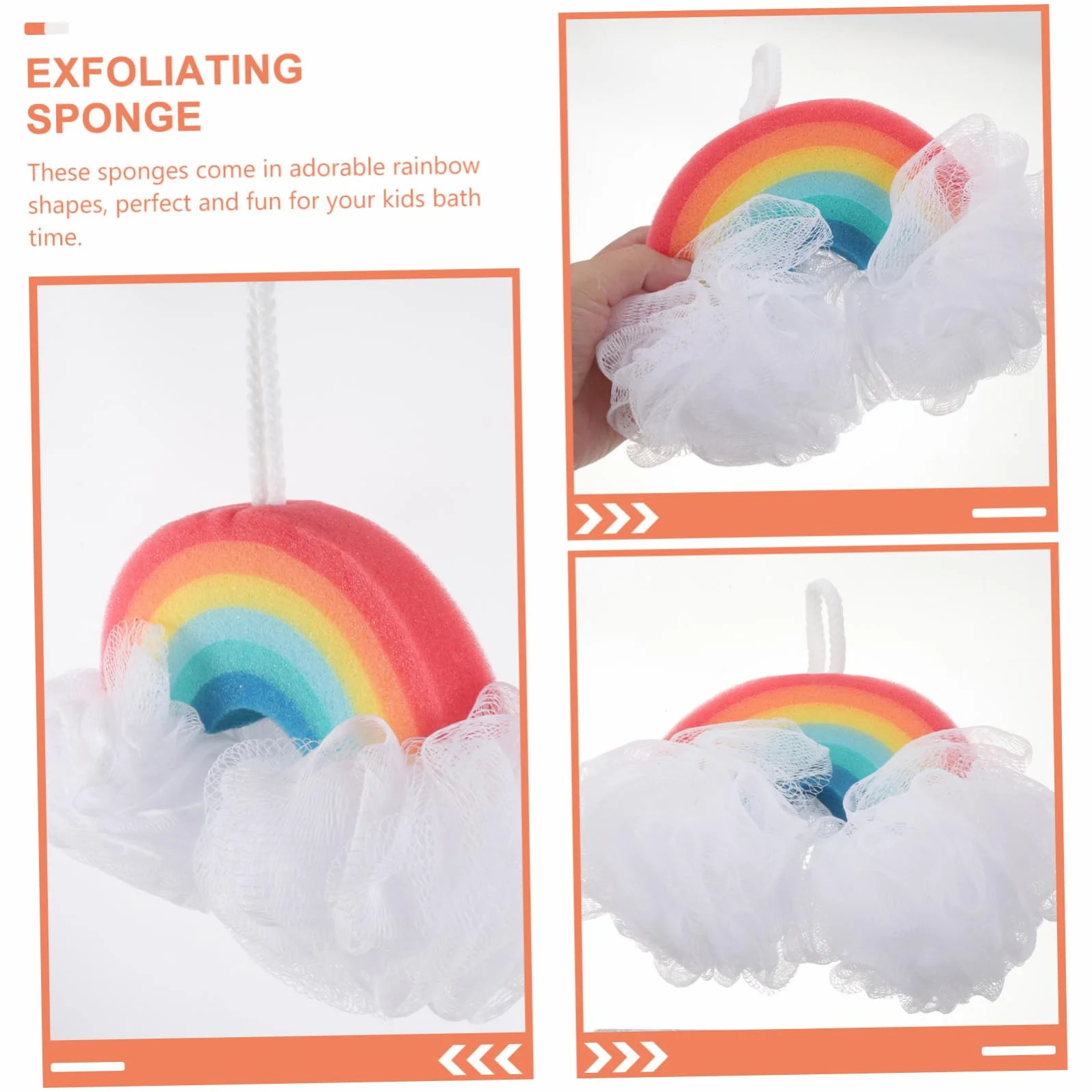 Esponja de Baño Arcoíris 2 Piezas de Esponja para Niños | , Exfoliante Corporal, para Ducha, Formato Compacto, Adecuado para Bebés y Pequeños